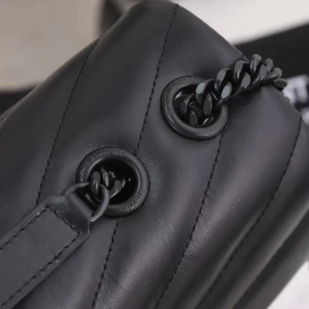 [TOP] SAINT LAURENT Loulou medium quilted leather shoulder bag black Bag-Black hardware