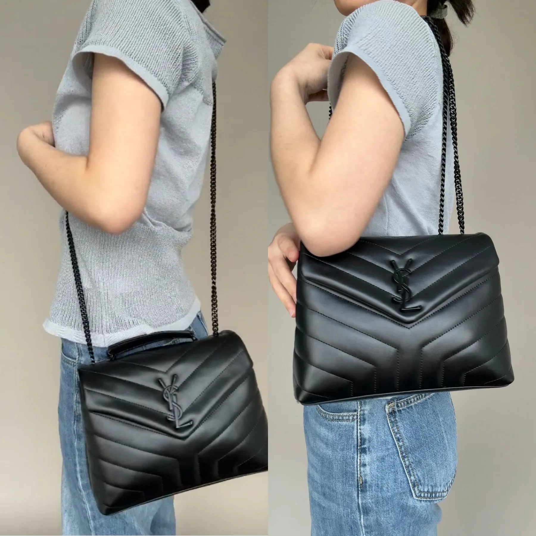 SAINT LAURENT Loulou Medium quilted leather shoulder bag black - Bag