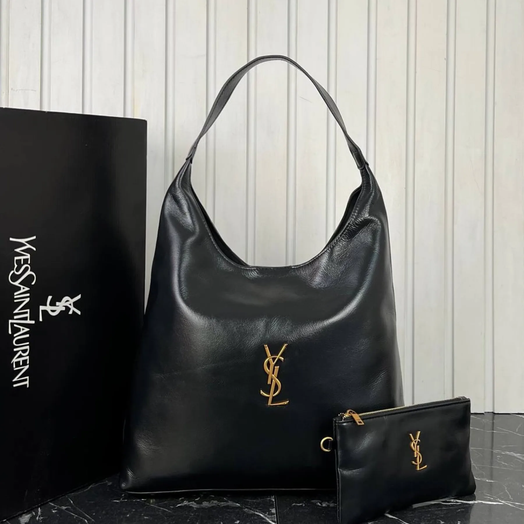 Saint Laurent New Hobo Oil Waxed Leather Underarm Bag