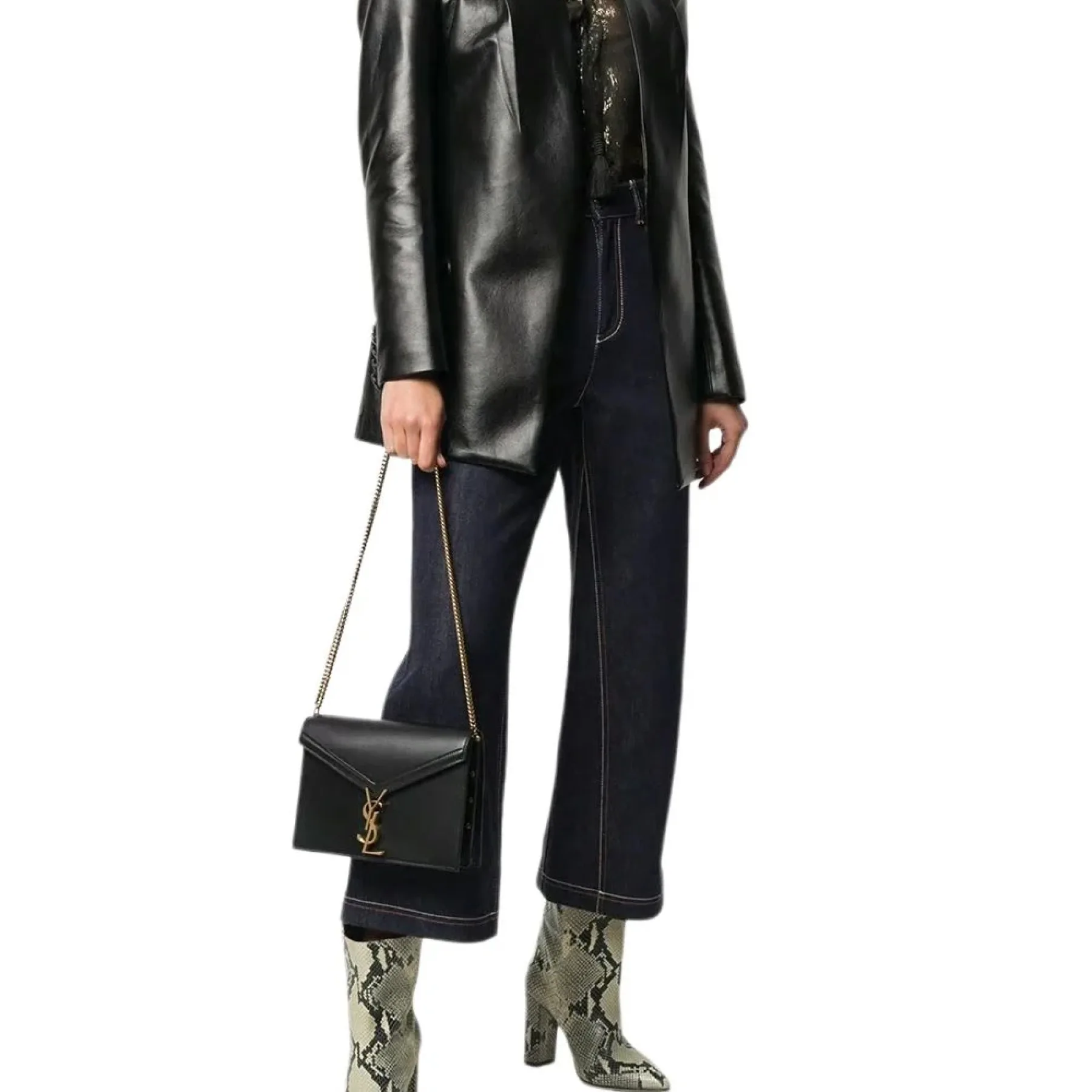 Saint Laurent YSL Cassandra Monogram Clasp Leather Crossbody Black - Bag
