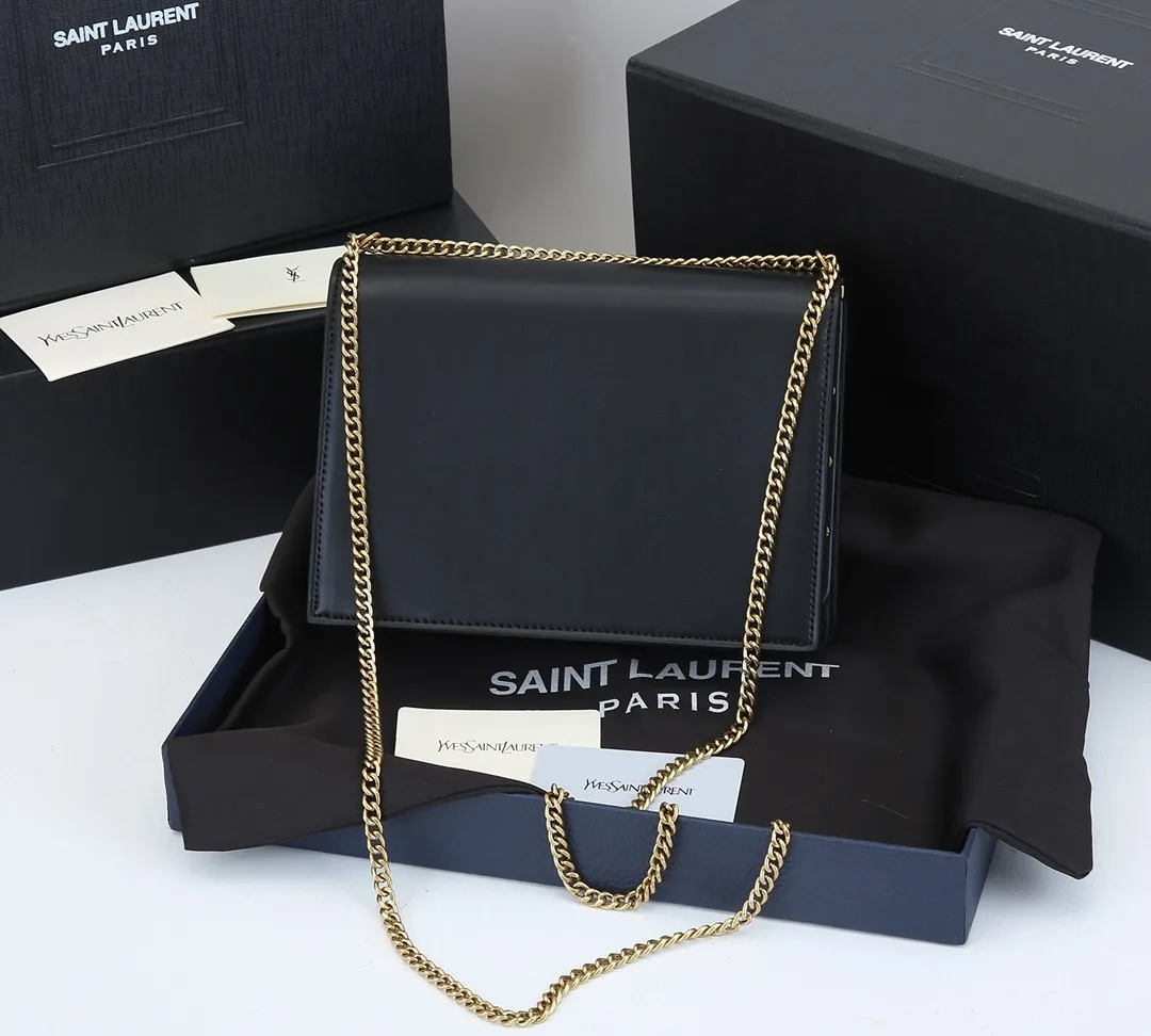 Saint Laurent YSL Cassandra Monogram Clasp Leather Crossbody Black - Bag