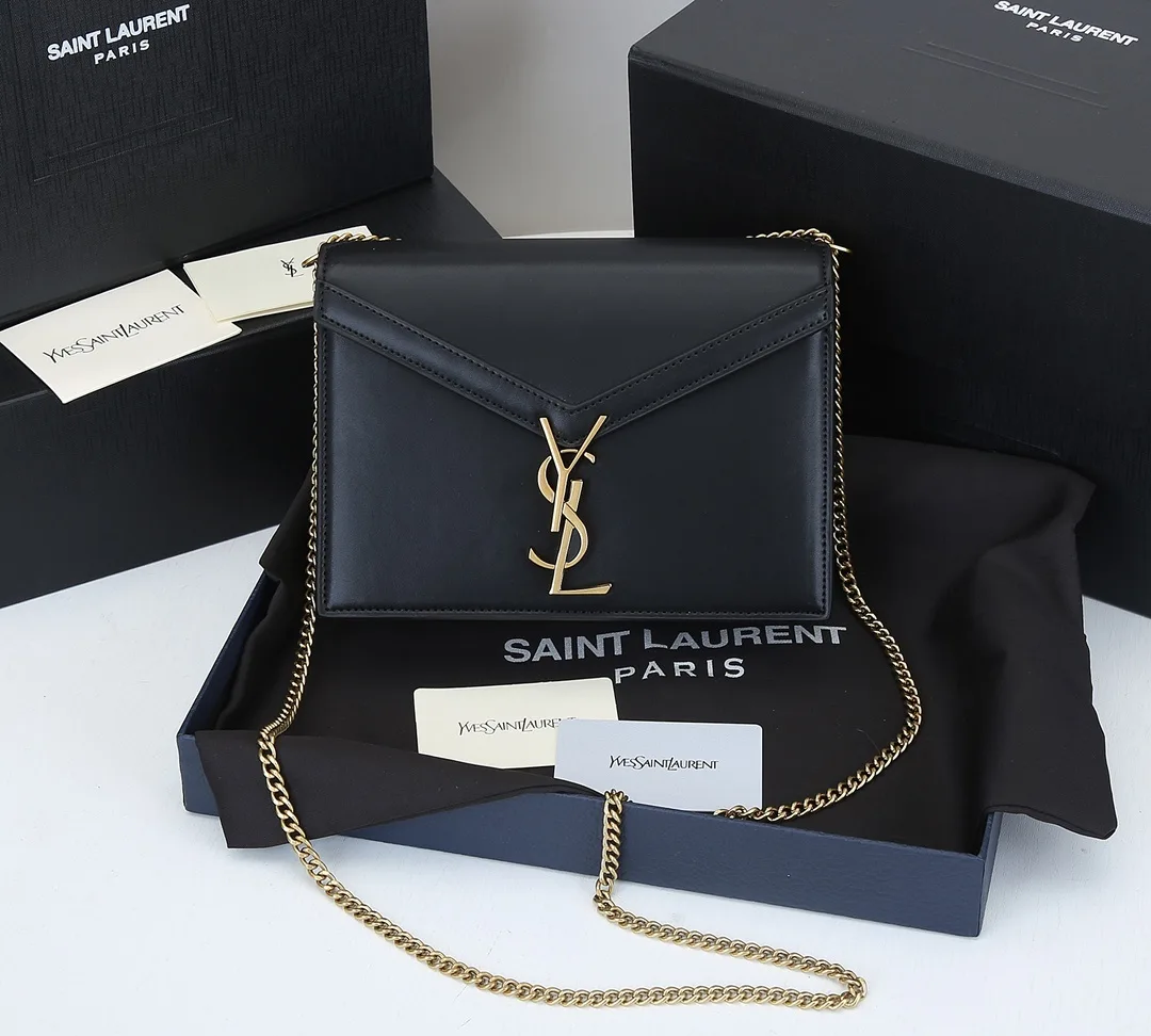 Saint Laurent YSL Cassandra Monogram Clasp Leather Crossbody Black - Bag
