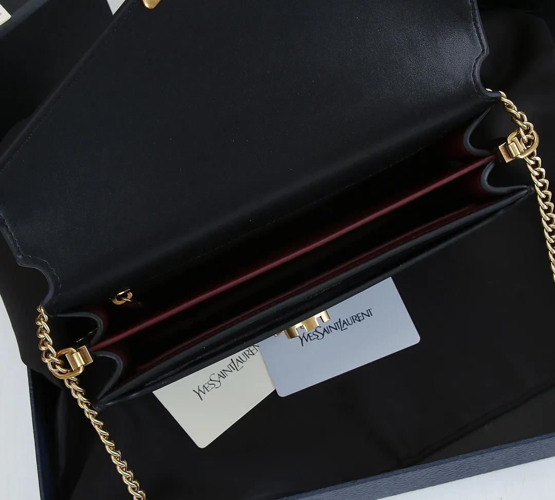 Saint Laurent YSL Cassandra Monogram Clasp Leather Crossbody Black - Bag