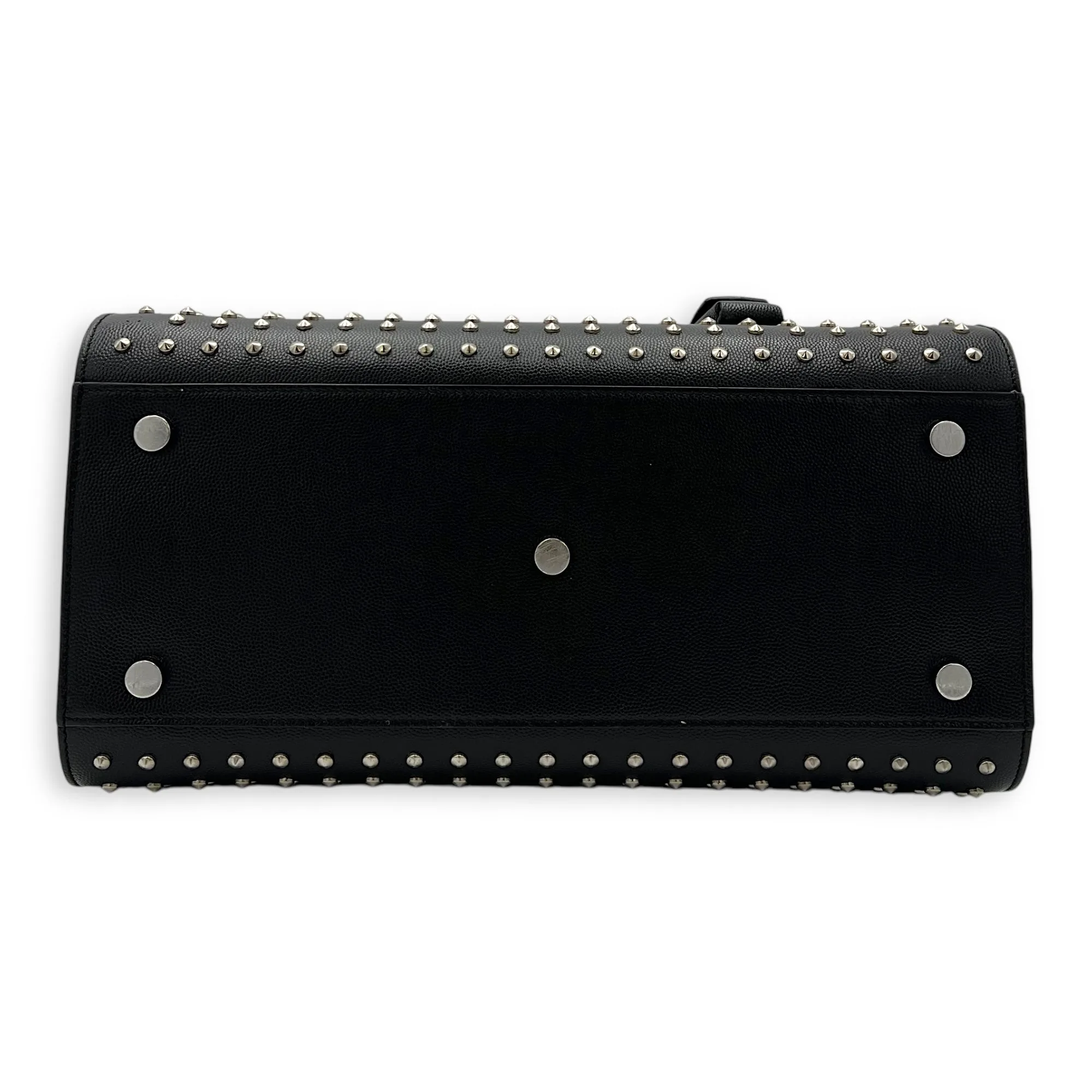 Sac de Jour Small Black Top Handle Bag in Calfskin, Silver hardware