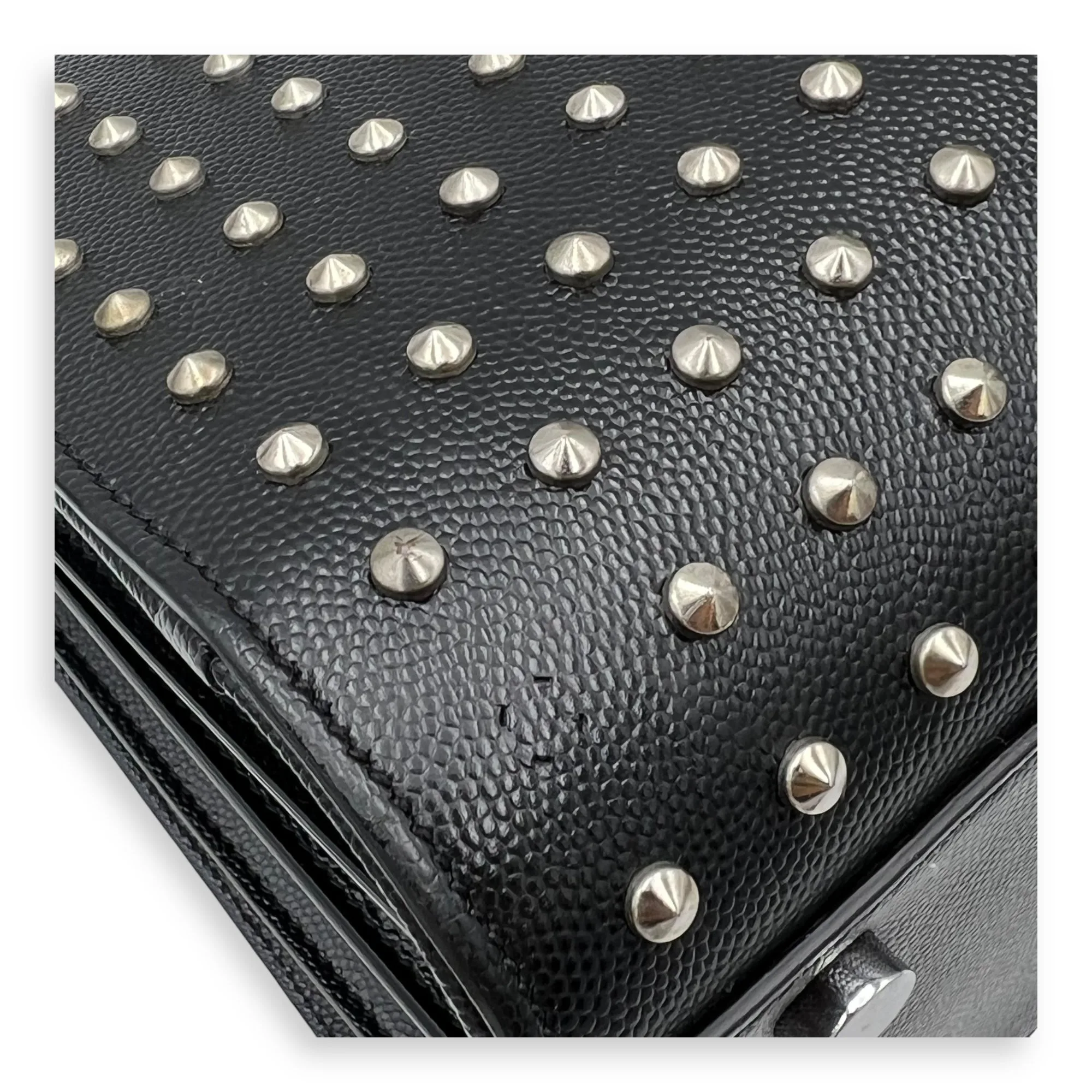 Sac de Jour Small Black Top Handle Bag in Calfskin, Silver hardware