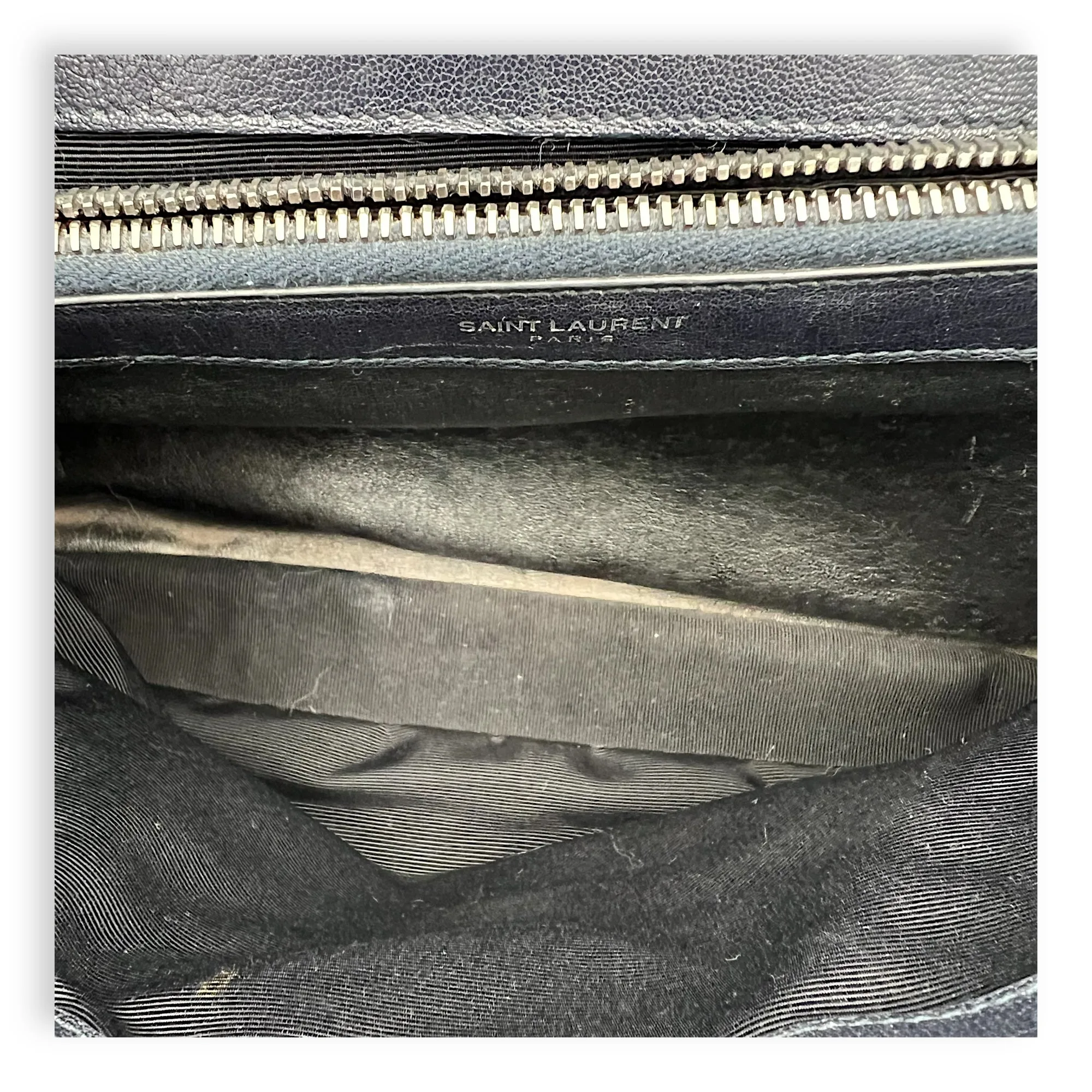College Large Grey Shoulder Bag in Calfskin, Silver hardware