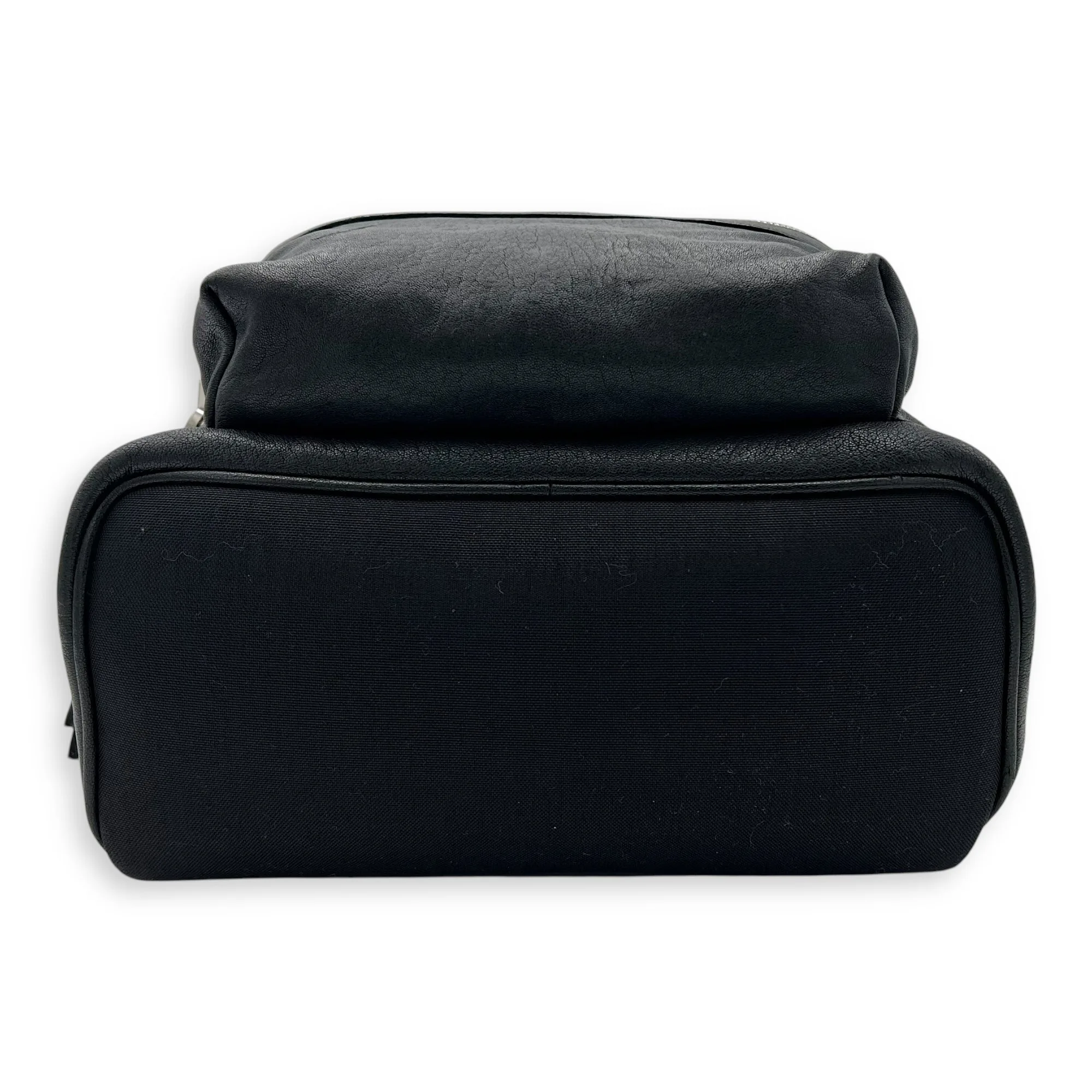 Logo Backpack Black in Calfskin, Silver hardware