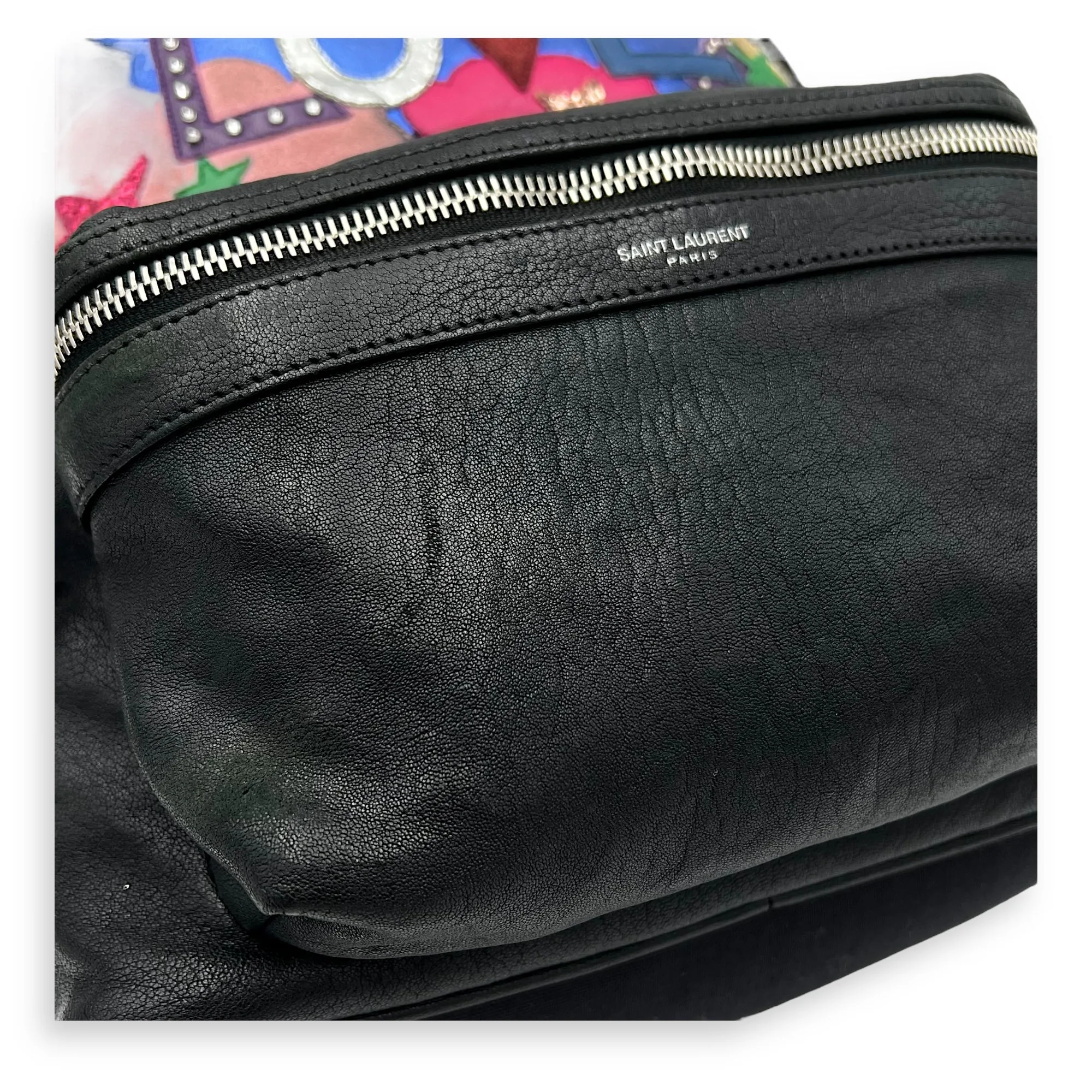 Logo Backpack Black in Calfskin, Silver hardware