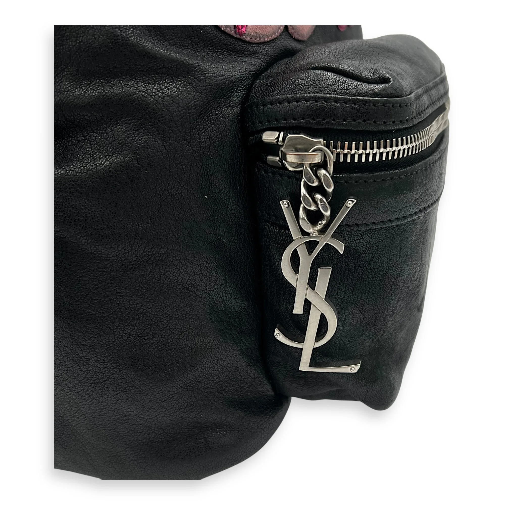 Logo Backpack Black in Calfskin, Silver hardware