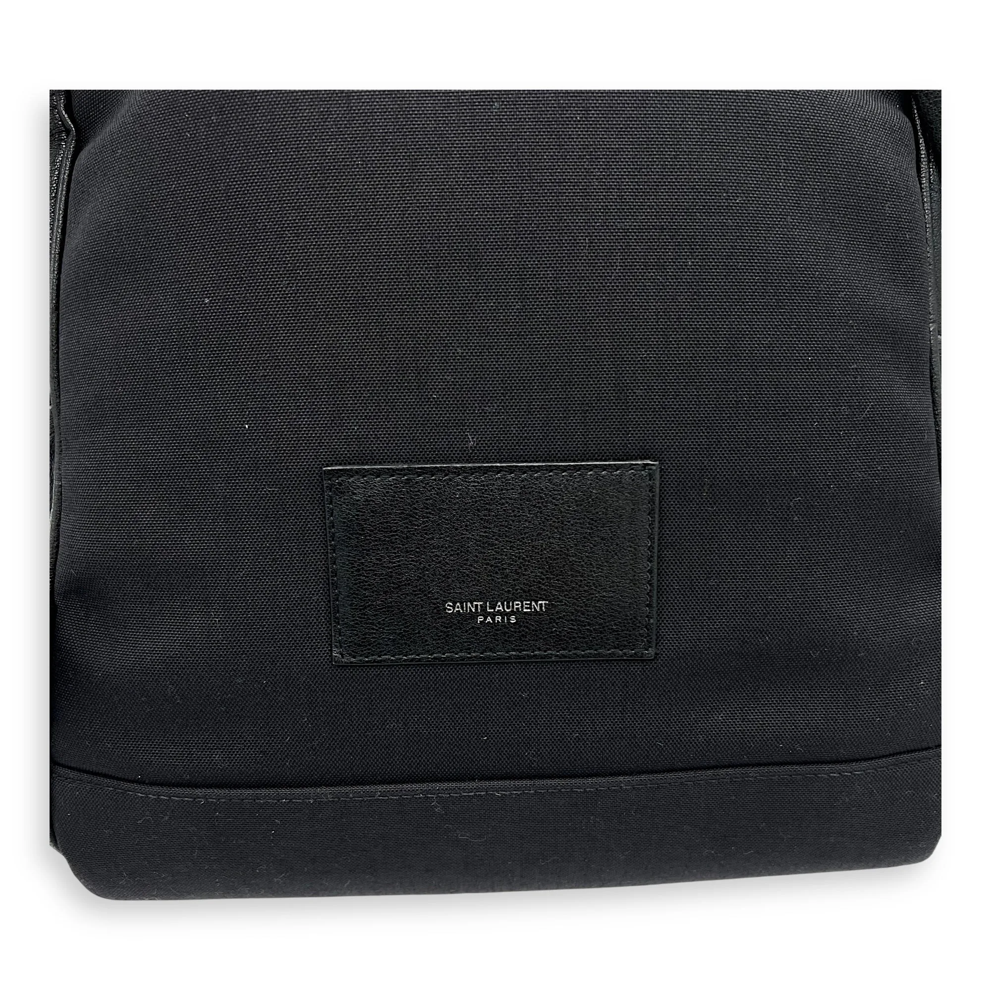 Logo Backpack Black in Calfskin, Silver hardware