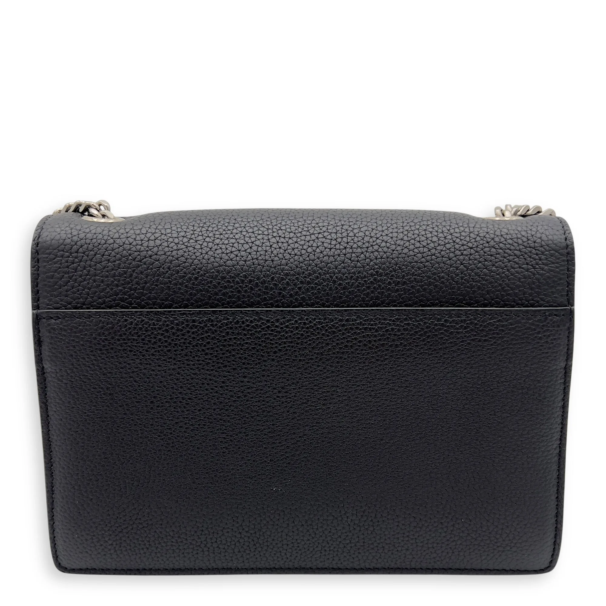 Sunset Shoulder Bag Black in Calfskin, Silver hardware