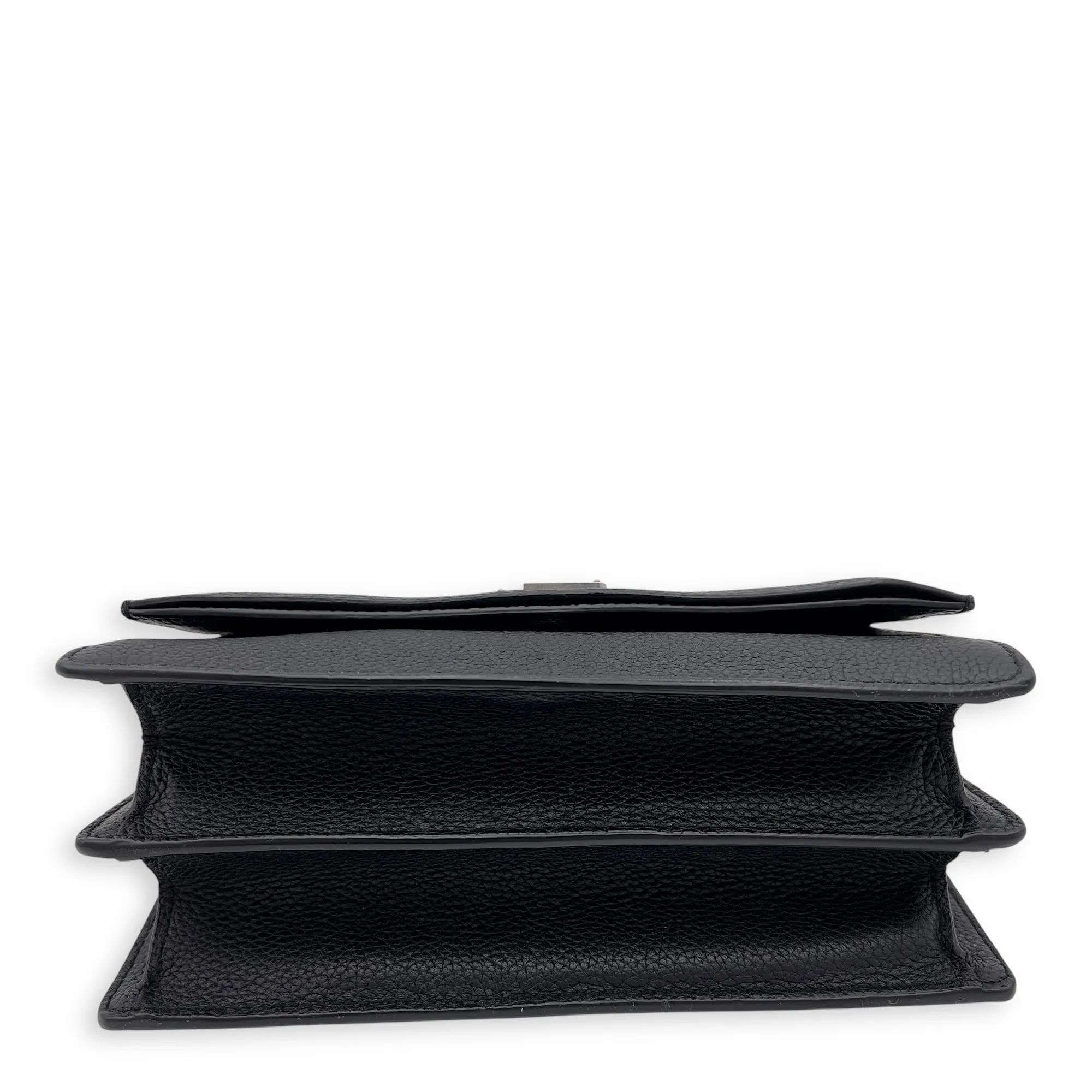 Sunset Shoulder Bag Black in Calfskin, Silver hardware