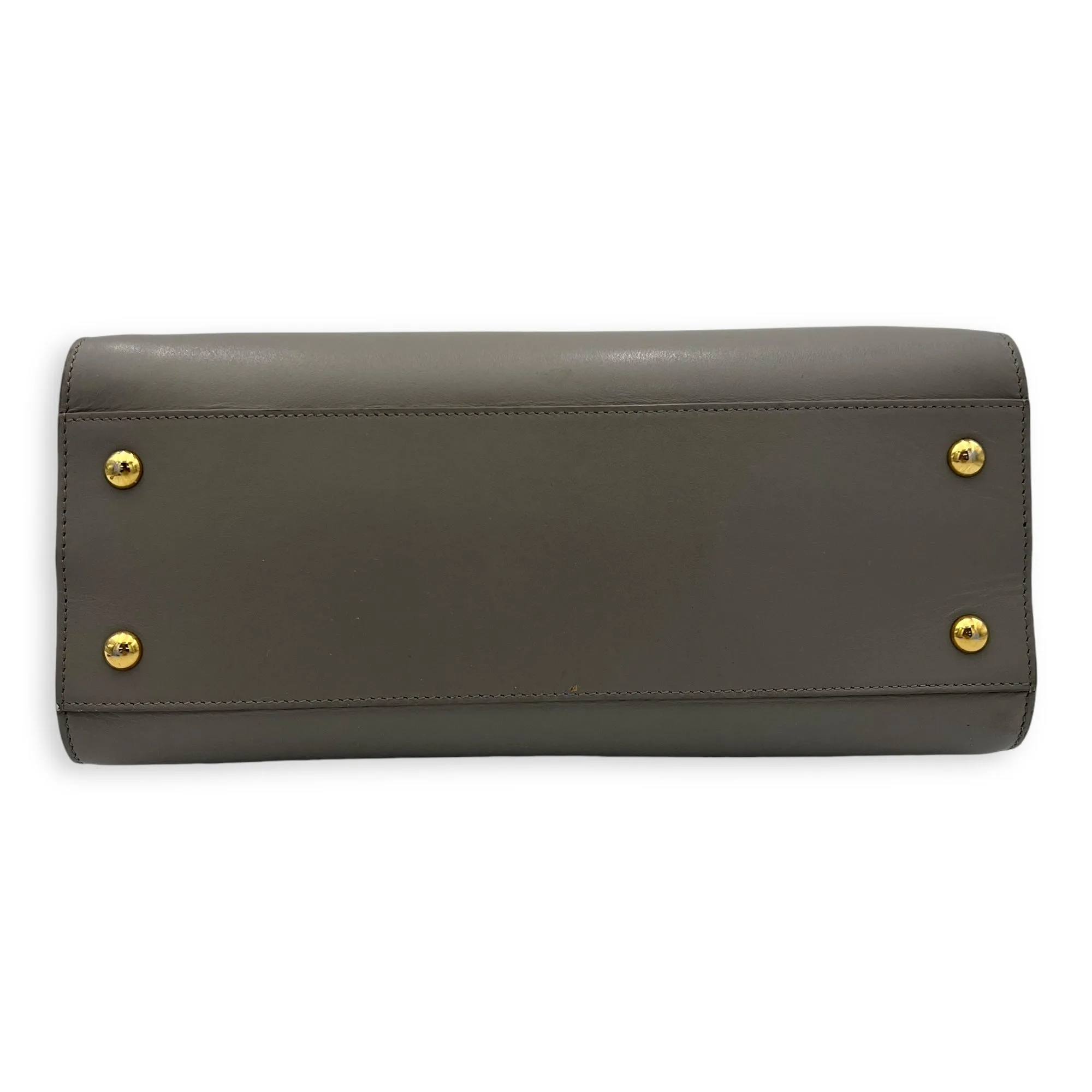 Cabas Small Grey Top Handle Bag in Calfskin, Gold hardware