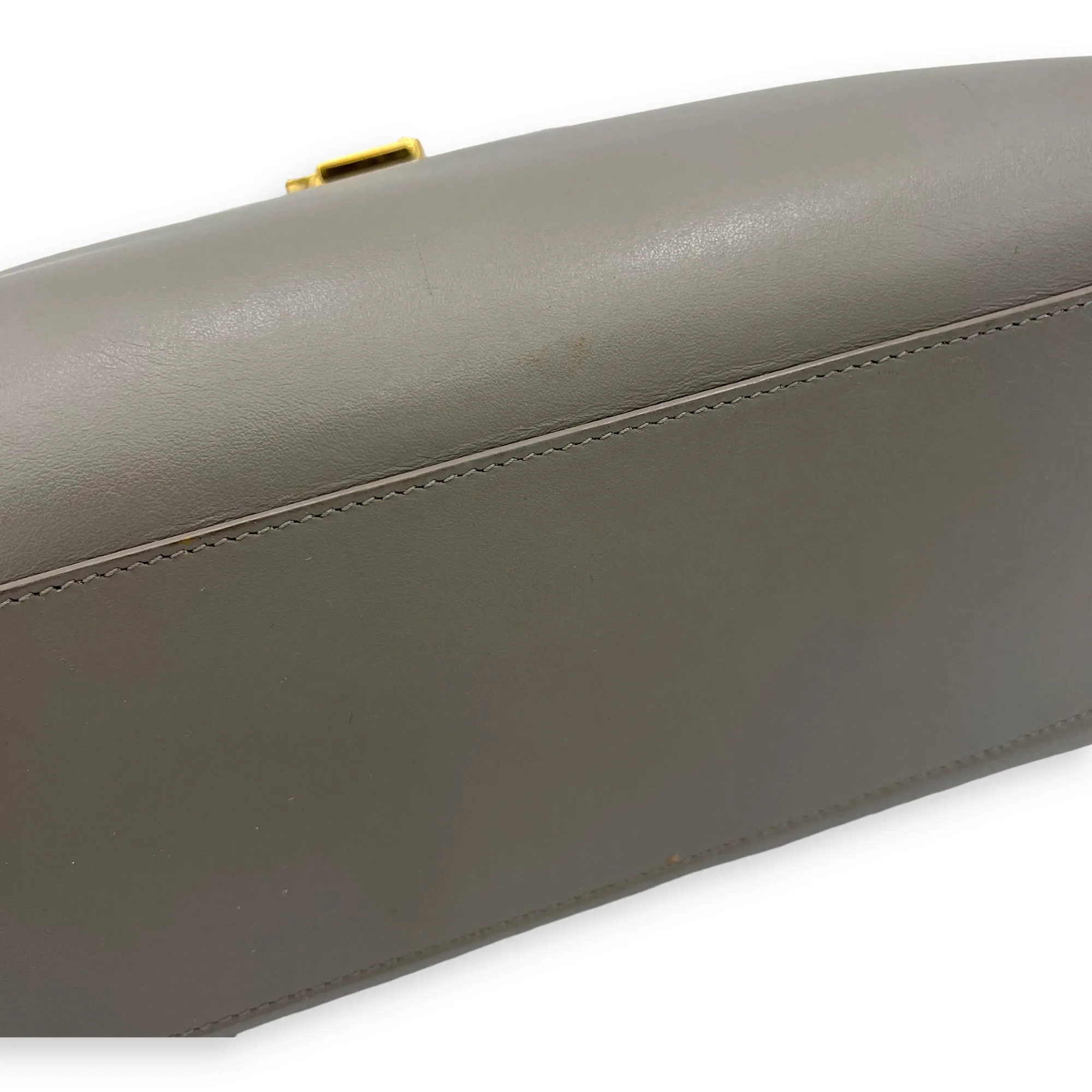 Cabas Small Grey Top Handle Bag in Calfskin, Gold hardware