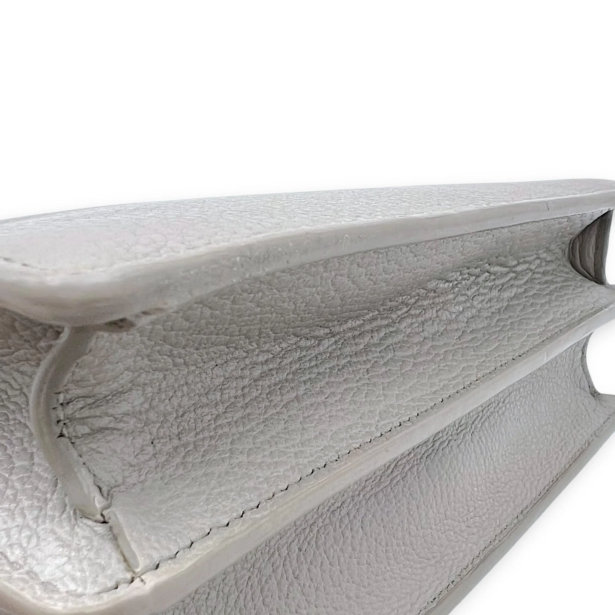 Sunset Medium Grey Shoulder Bag in Calfskin, Silver hardware