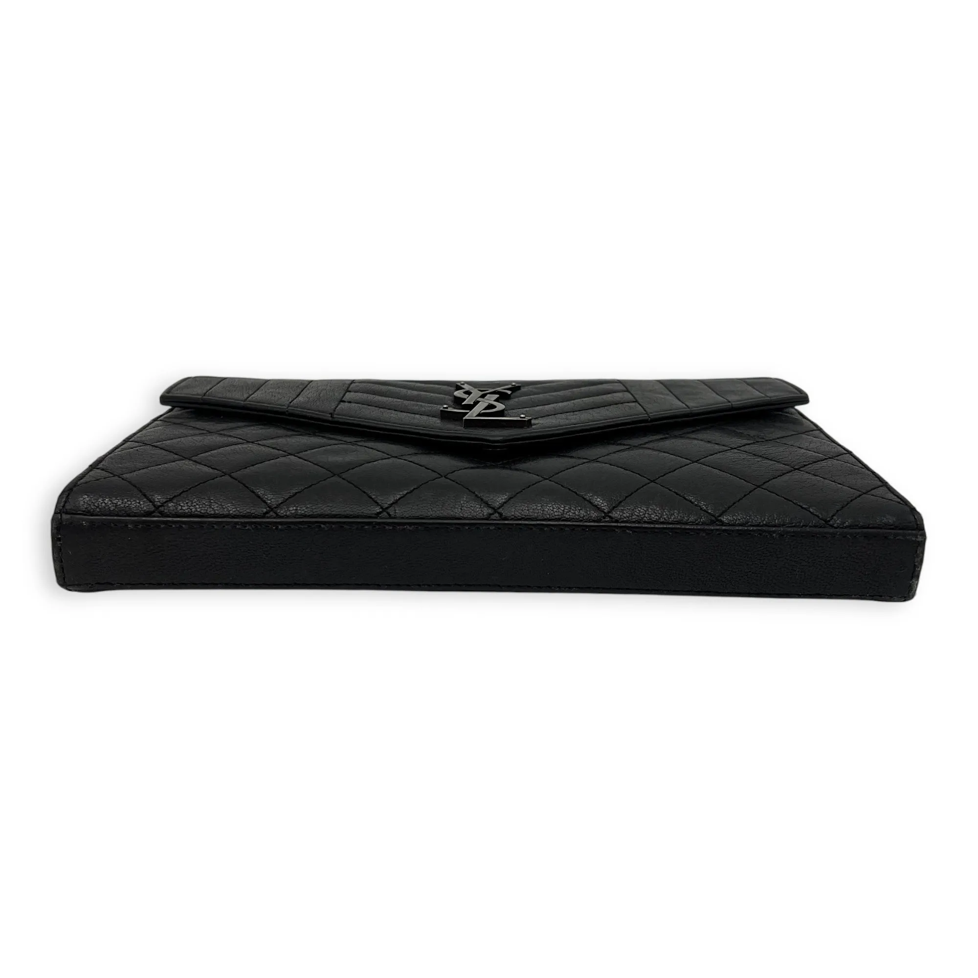 Envelope Wallet On Chain Black in Goat Leather, Silver hardware