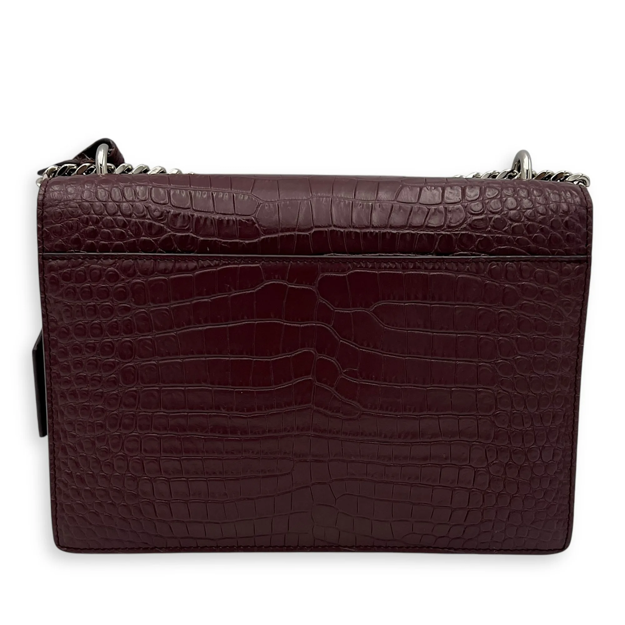 Sunset Shoulder Bag Red in Calfskin, Silver hardware