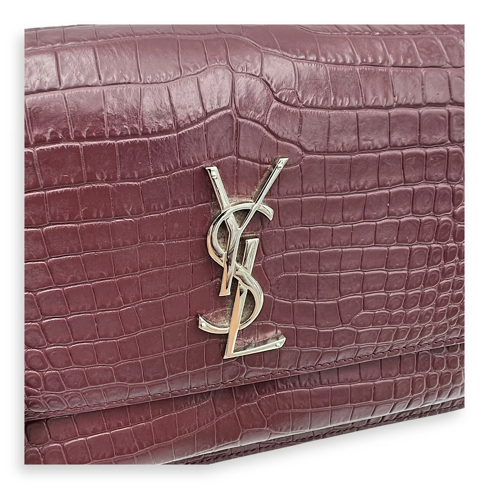 Sunset Shoulder Bag Red in Calfskin, Silver hardware