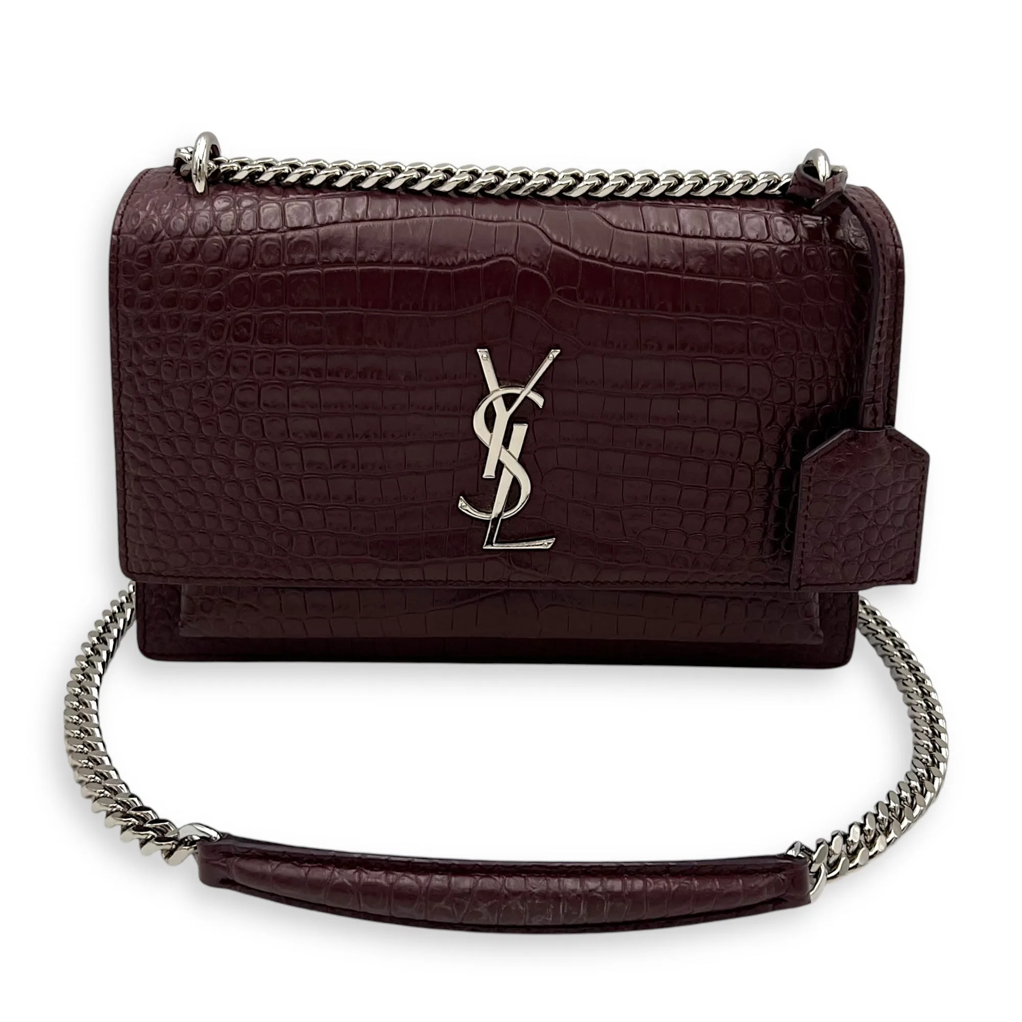 Sunset Shoulder Bag Red in Calfskin, Silver hardware