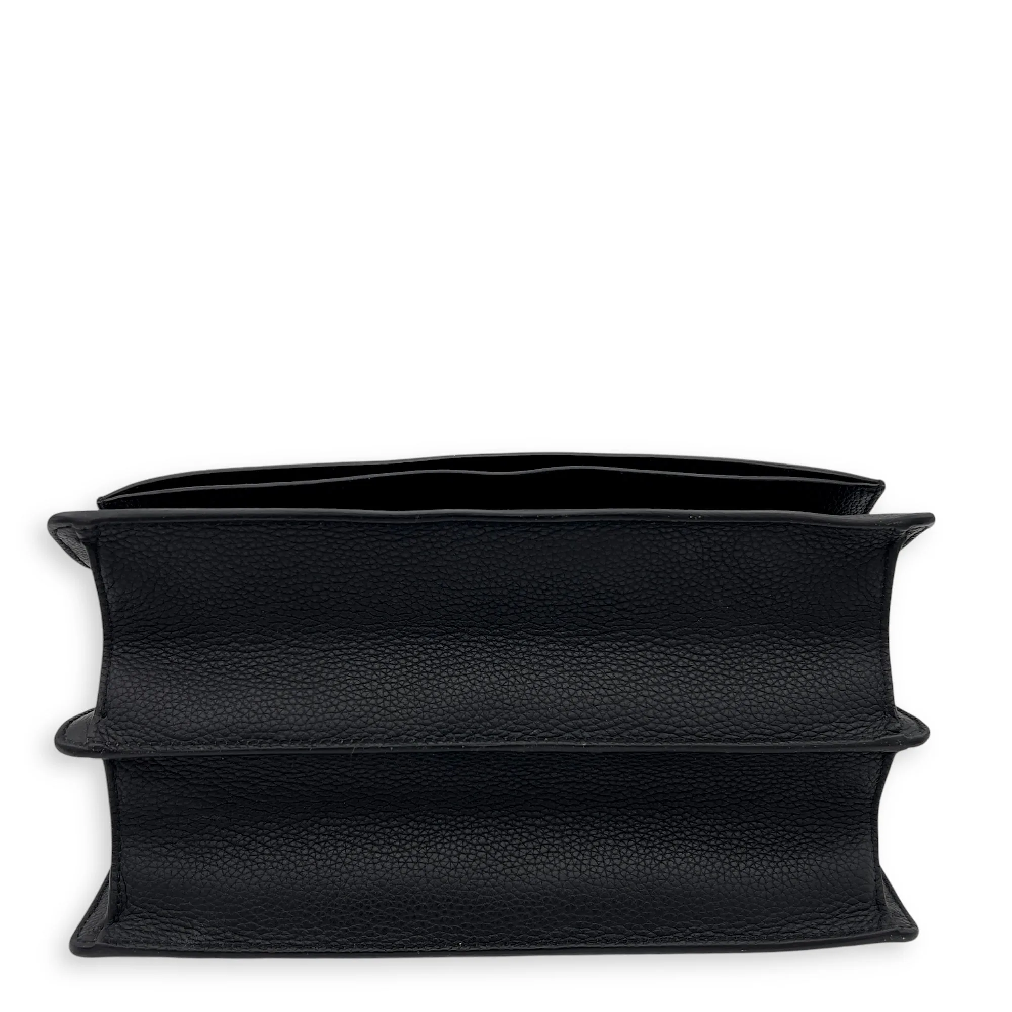 Sunset Shoulder Bag Black in Calfskin, Silver hardware