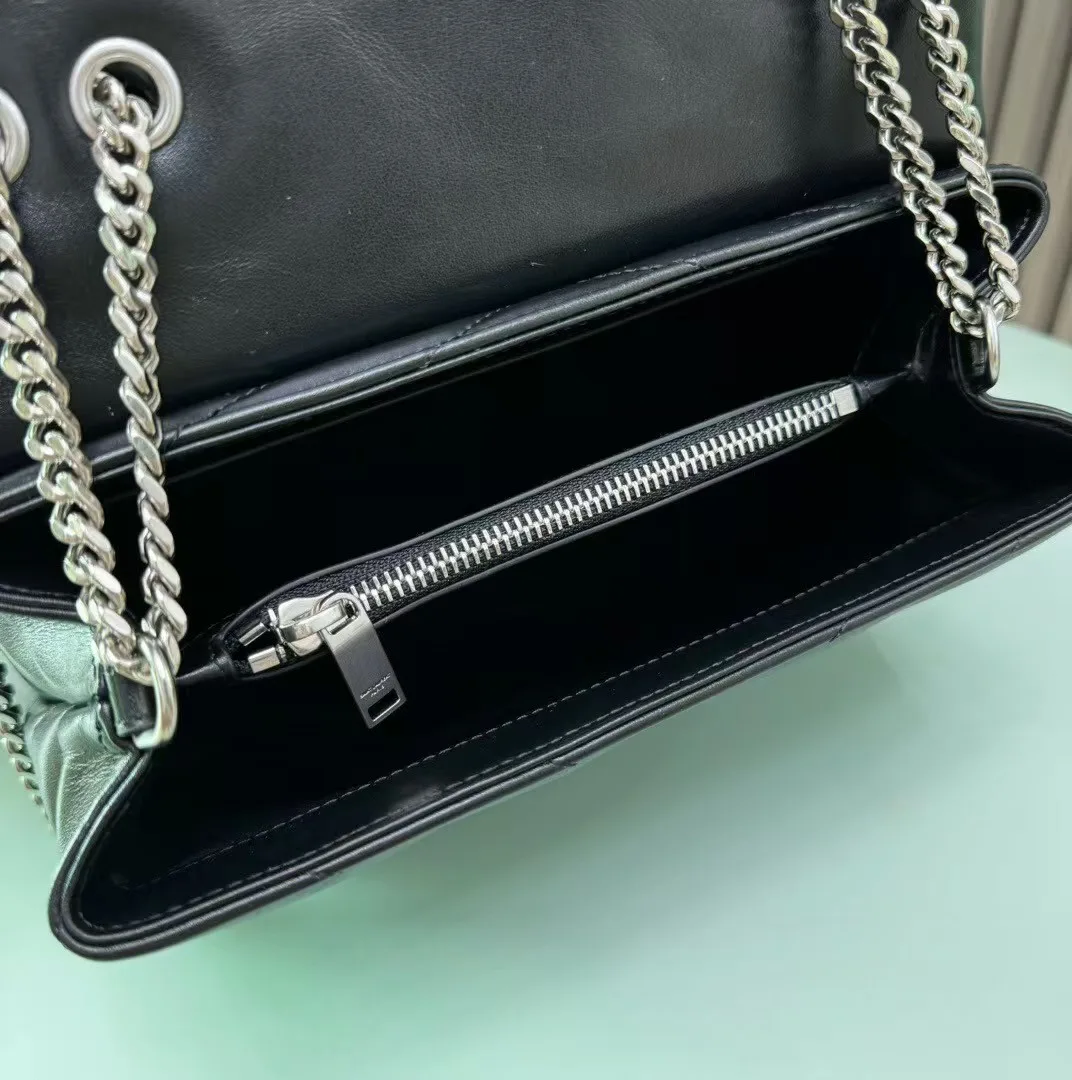 [TOP]SAINT LAURENT Loulou small quilted leather shoulder bag black - Bag