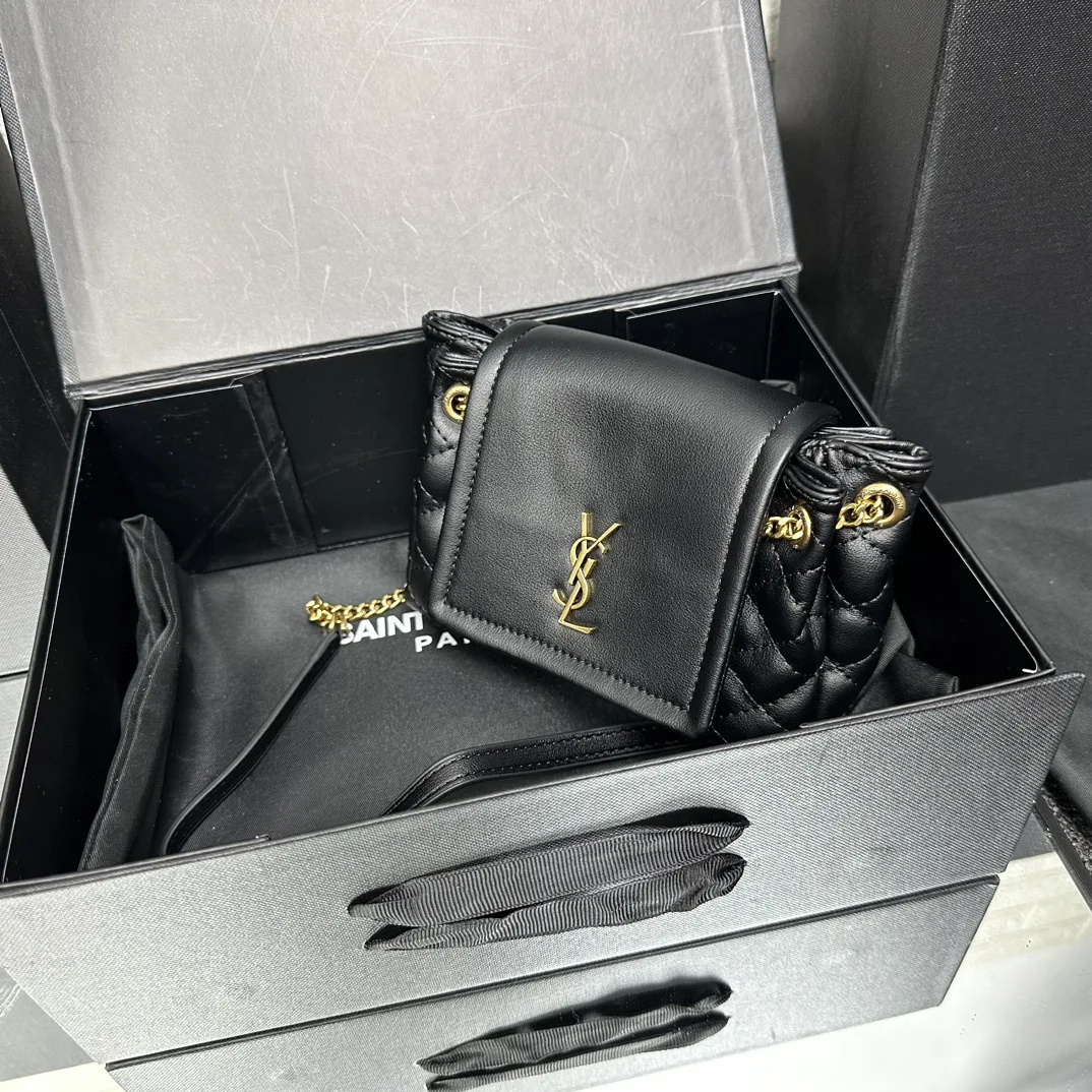SAINT LAURENT Calfskin Quilted Monogram Mini Nolita Black Soft - Bag
