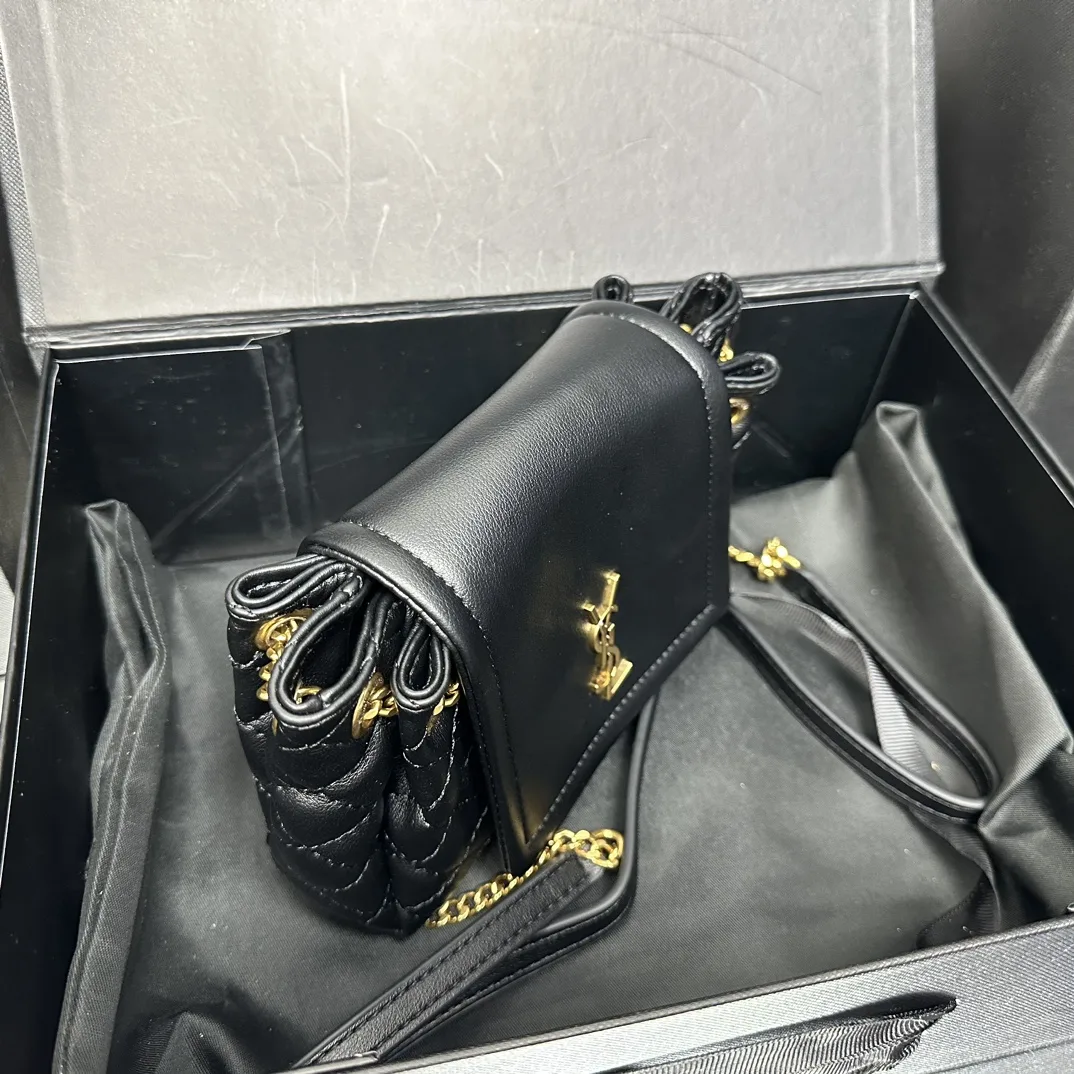 SAINT LAURENT Calfskin Quilted Monogram Mini Nolita Black Soft - Bag