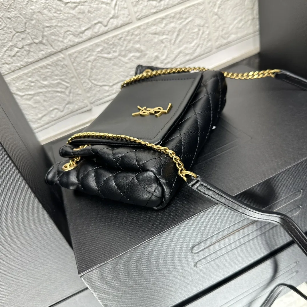SAINT LAURENT Calfskin Quilted Monogram Mini Nolita Black Soft - Bag