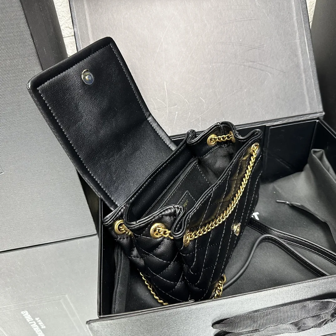 SAINT LAURENT Calfskin Quilted Monogram Mini Nolita Black Soft - Bag