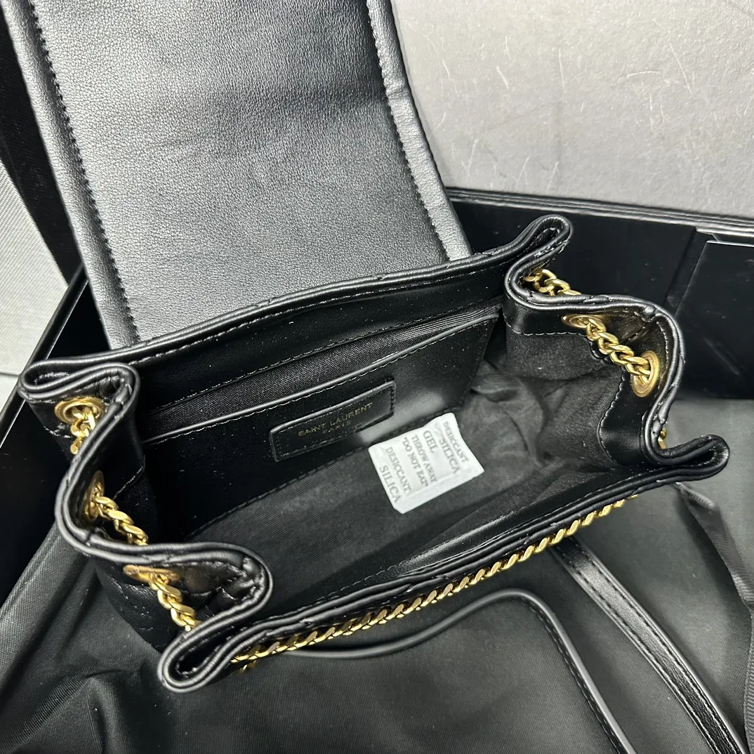 SAINT LAURENT Calfskin Quilted Monogram Mini Nolita Black Soft - Bag