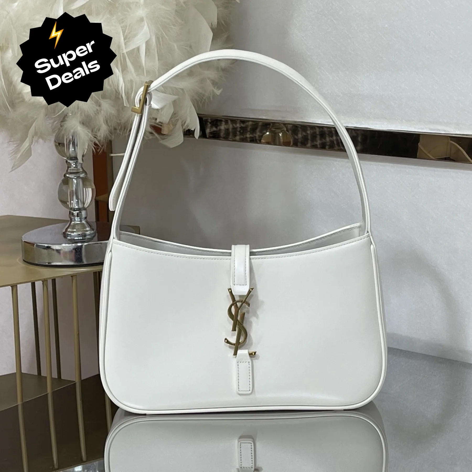 SAINT LAURENT YSL Croc-Embossed Le 5 à 7 Hobo Bag