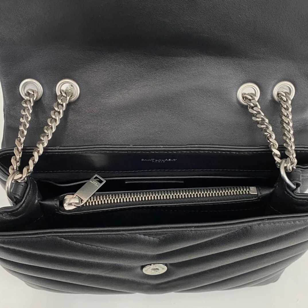 SAINT LAURENT Loulou Small Quilted Leather Shoulder Bag Black - Bag