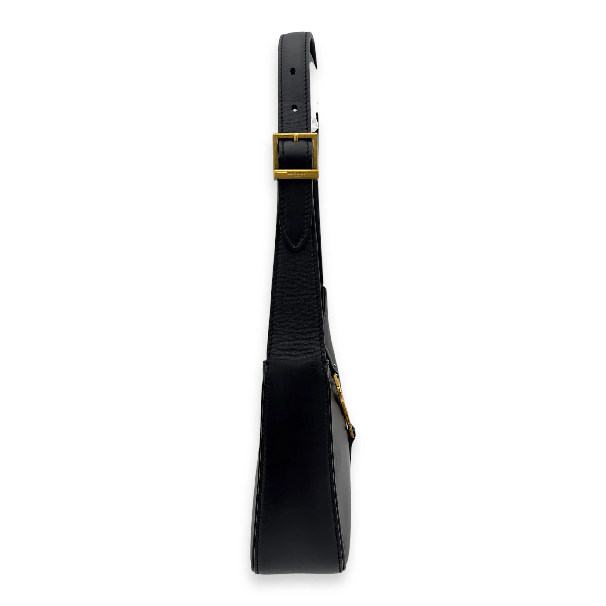 Le 5 A 7 Black Shoulder Bag in Calfskin, Gold hardware