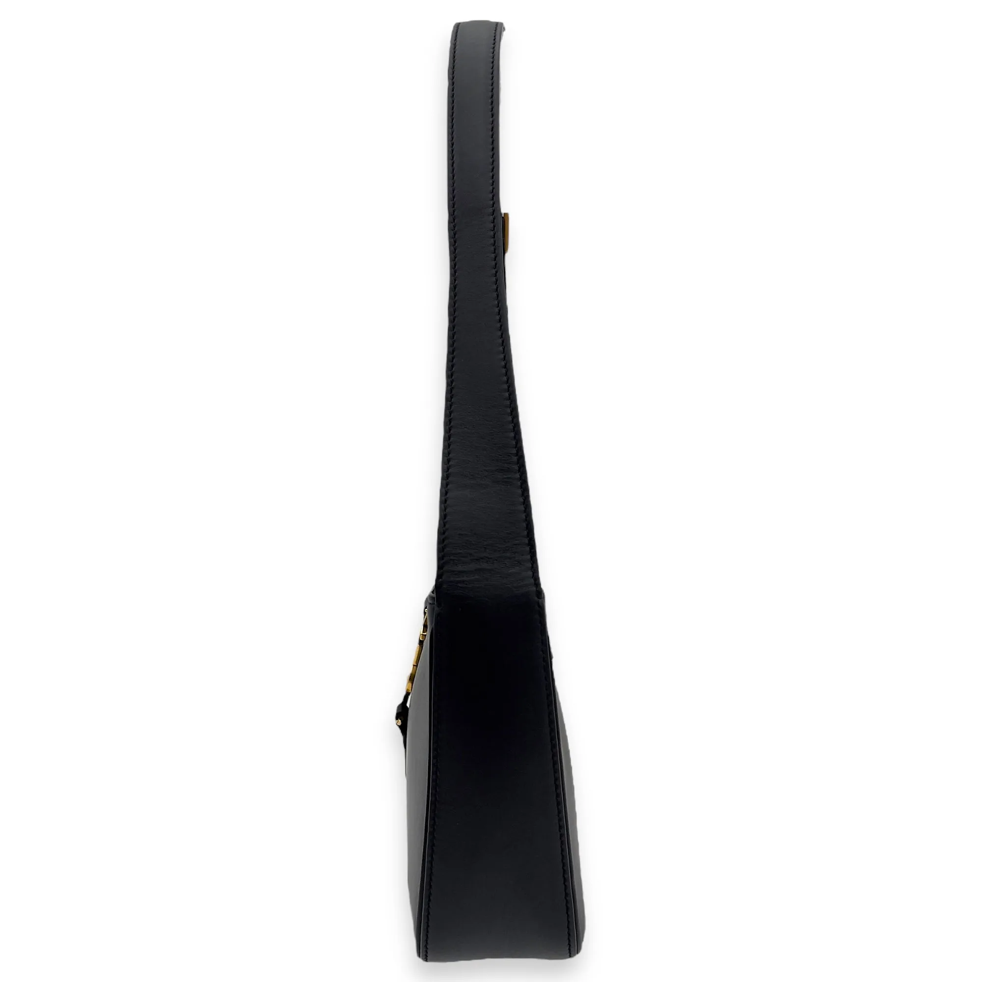 Le 5 A 7 Black Shoulder Bag in Calfskin, Gold hardware