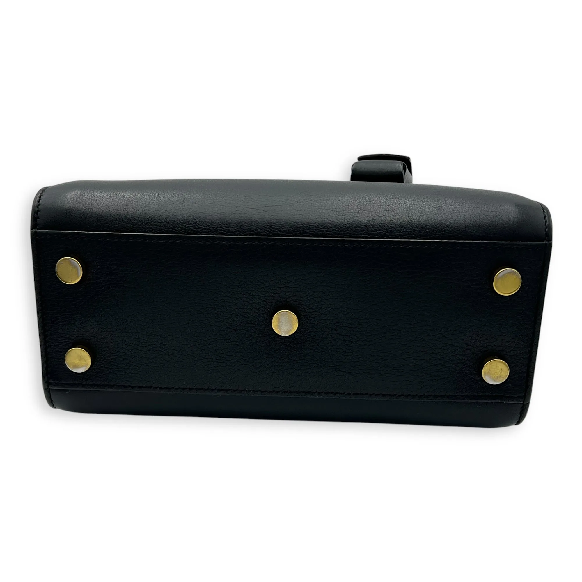 Sac de Jour Nano Black Top Handle Bag in Calfskin, Gold hardware