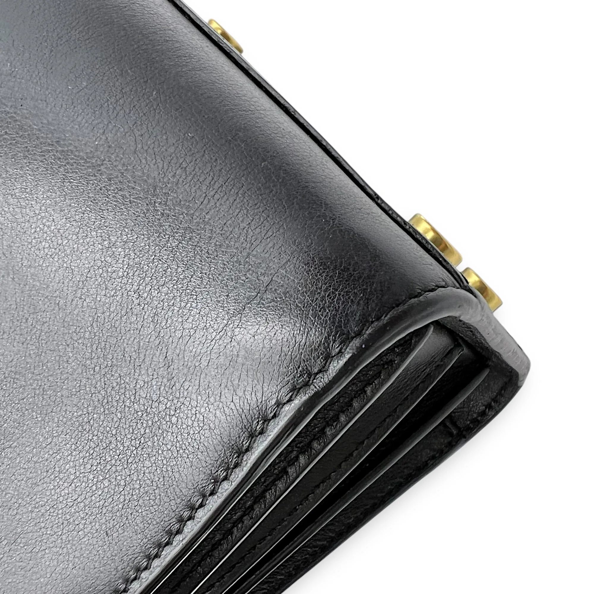 Sac de Jour Nano Black Top Handle Bag in Calfskin, Gold hardware