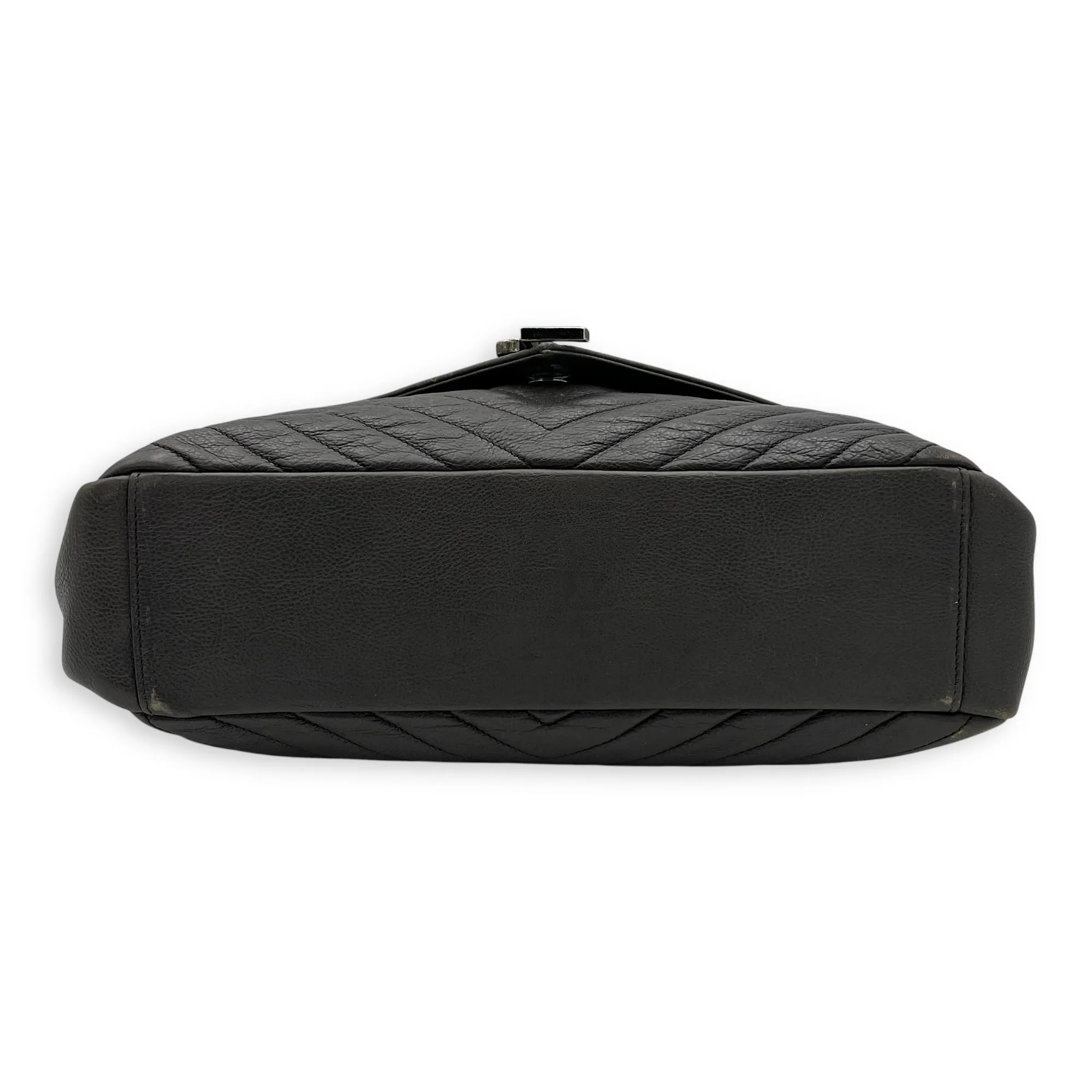 College Large Top handle bag in Calfskin, Ruthenium Hardware