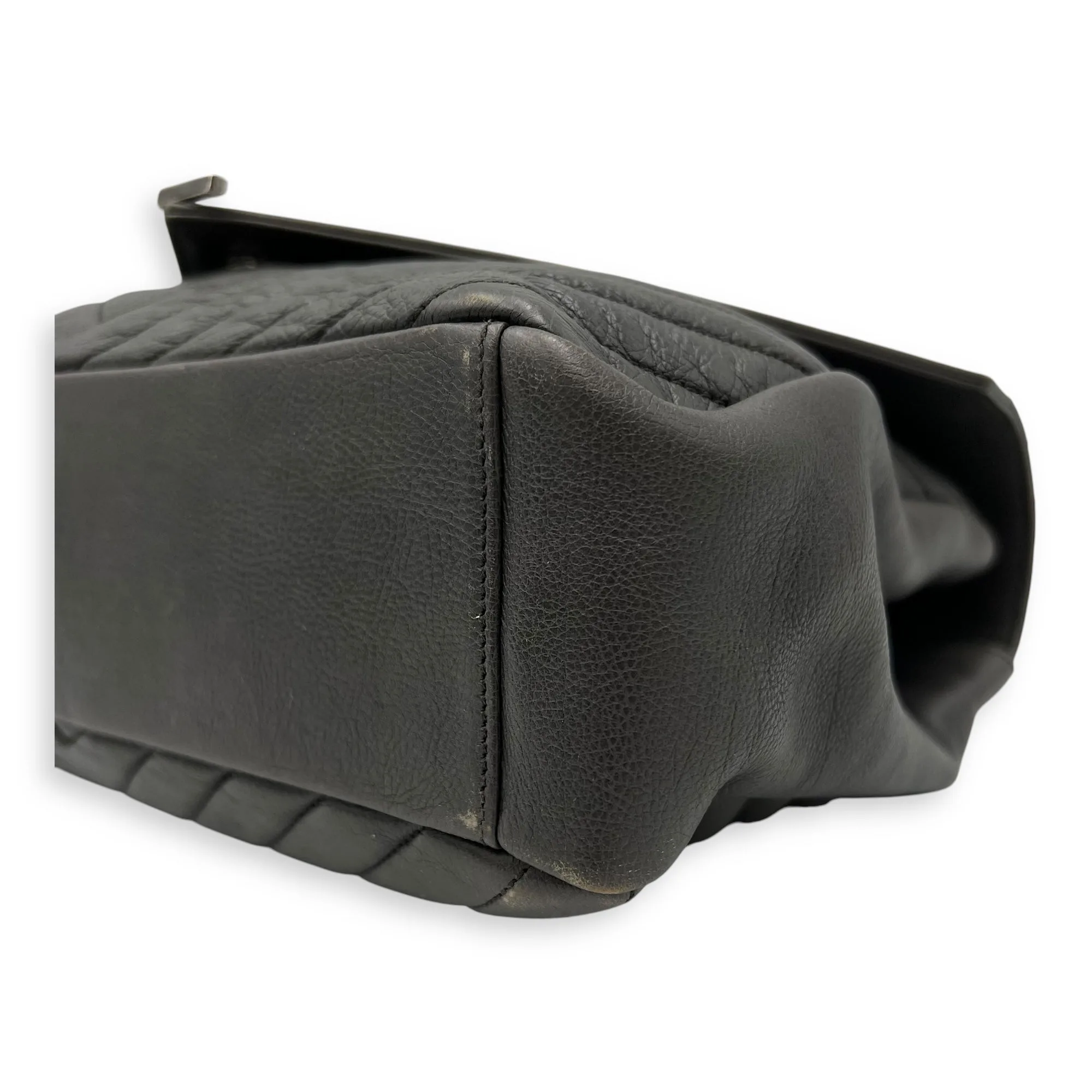College Large Top handle bag in Calfskin, Ruthenium Hardware