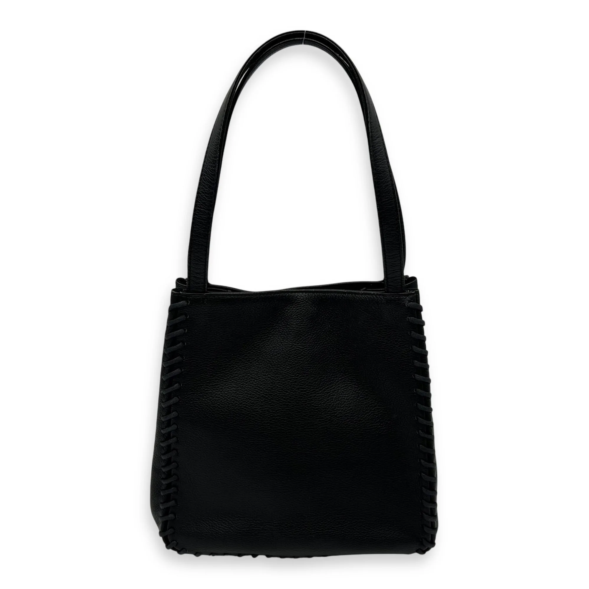 Stitch Tote Bag Black in Calfskin, Gold hardware