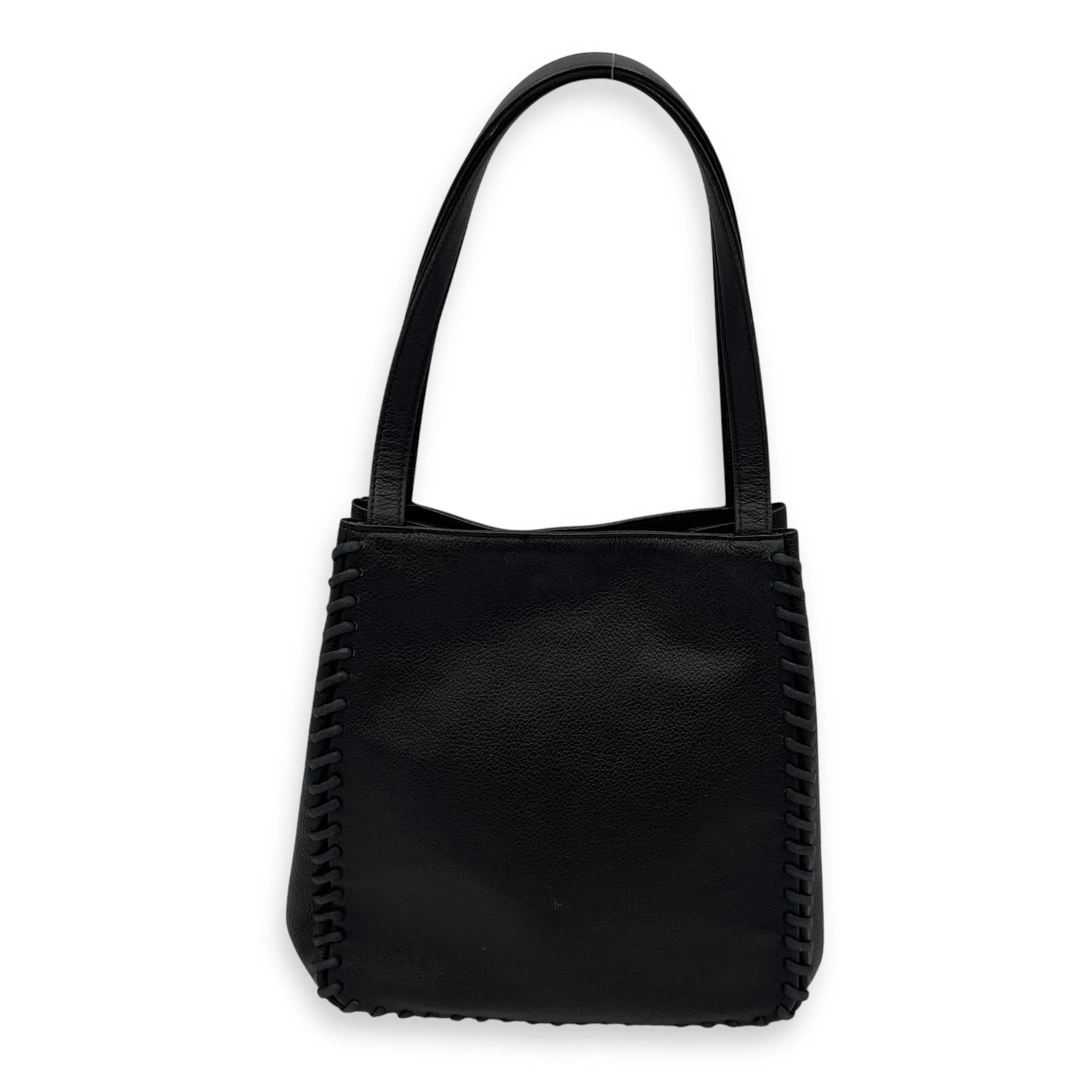 Stitch Tote Bag Black in Calfskin, Gold hardware