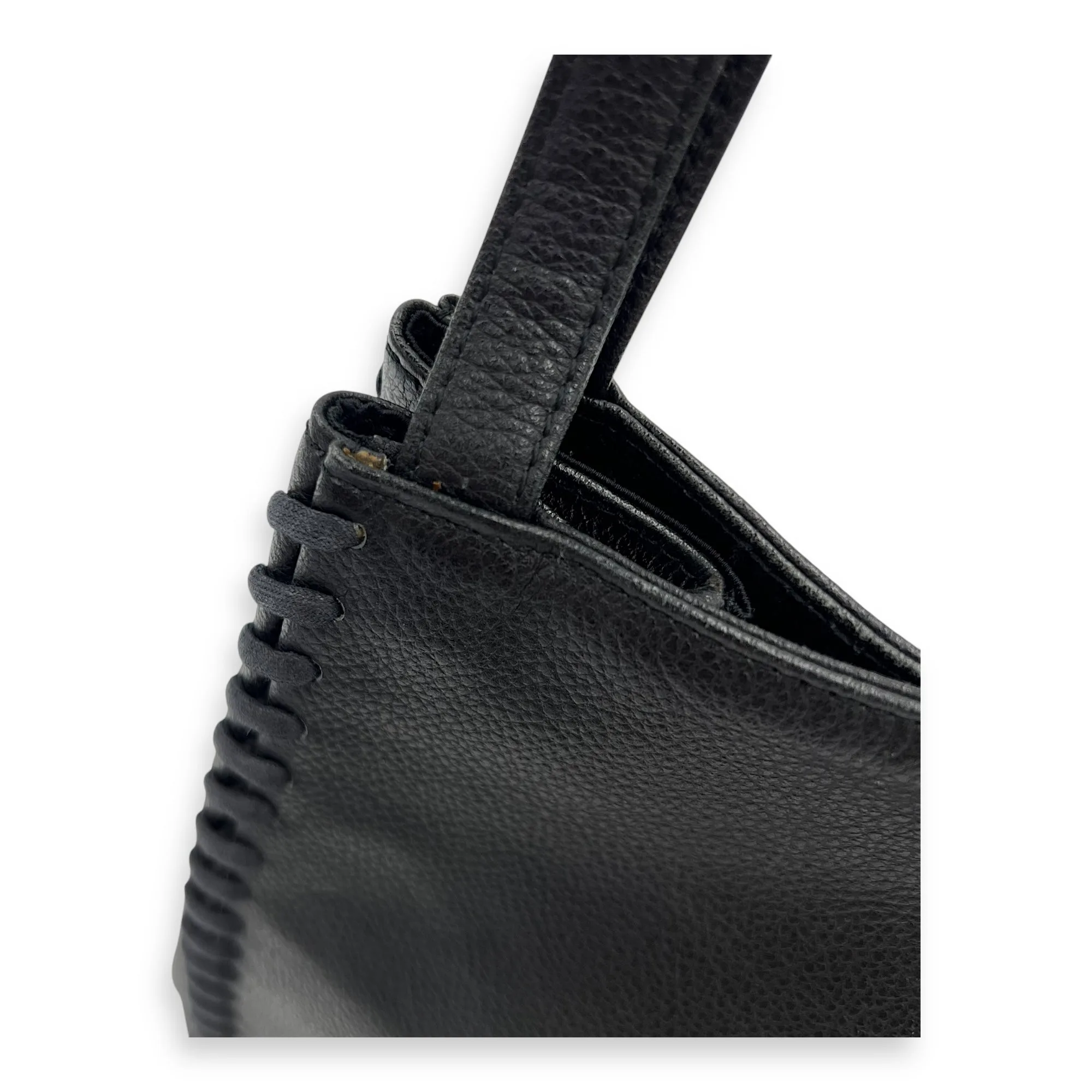 Stitch Tote Bag Black in Calfskin, Gold hardware
