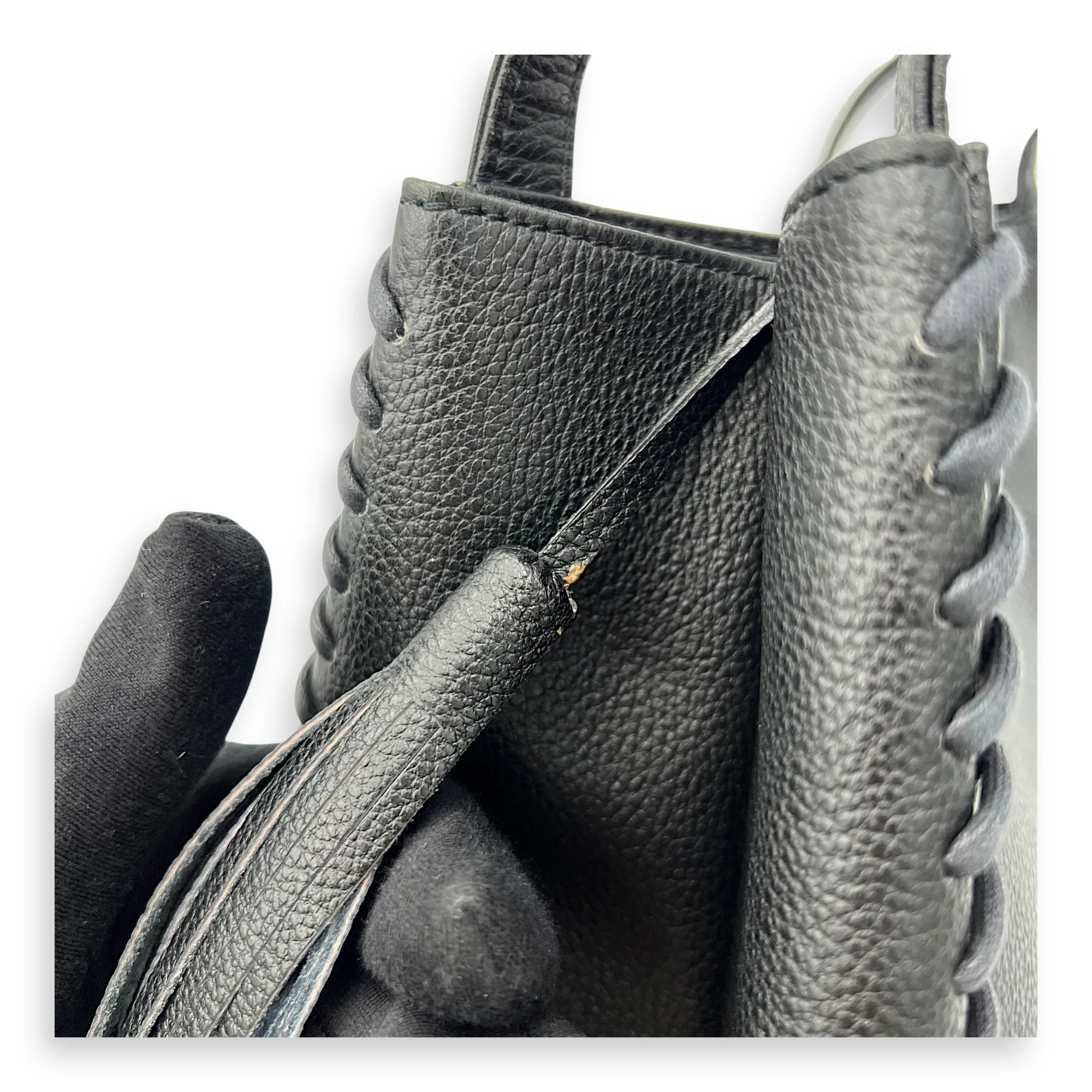 Stitch Tote Bag Black in Calfskin, Gold hardware