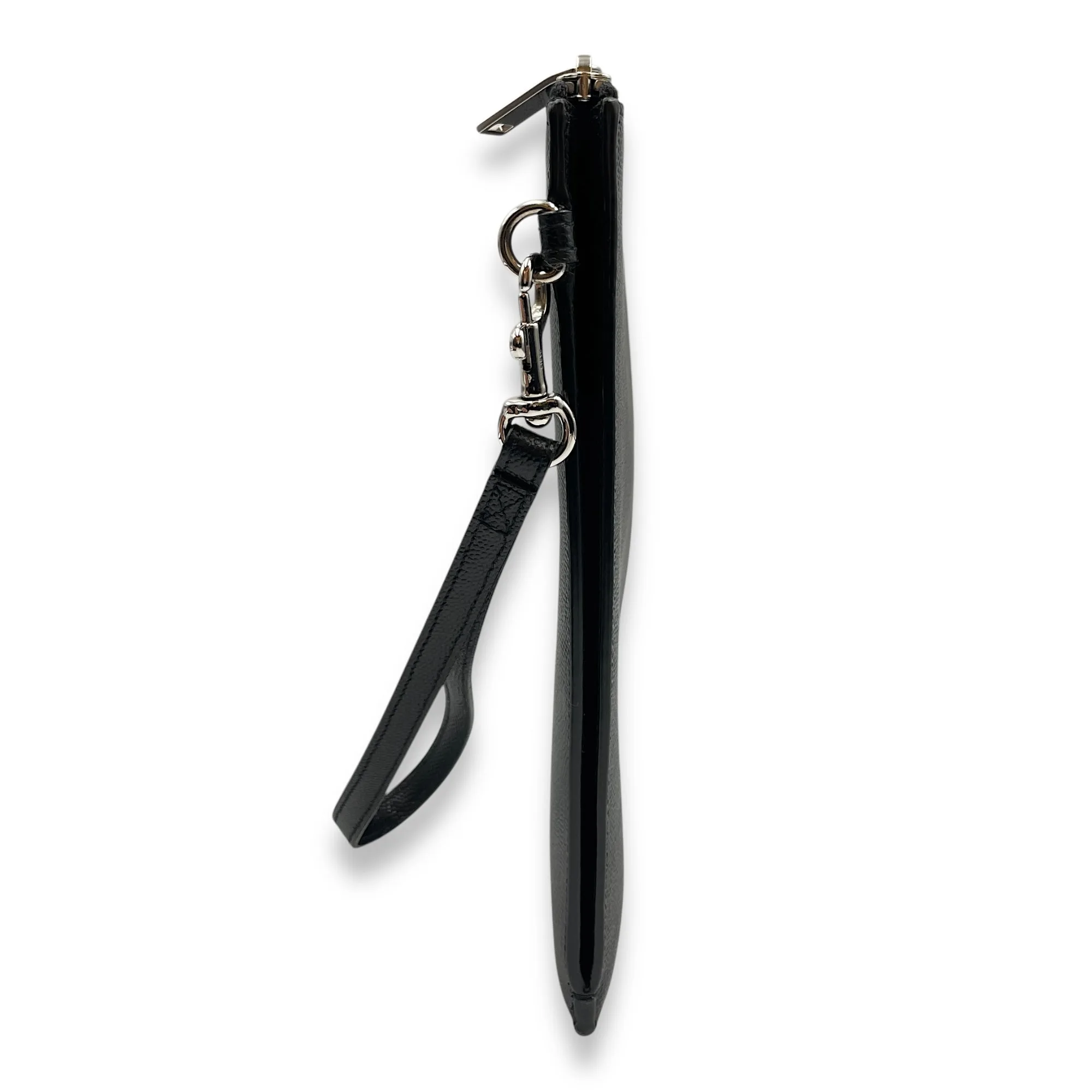 Wristlet Clutch 29x21x1cm Black Clutch in Calfskin, Silver hardware
