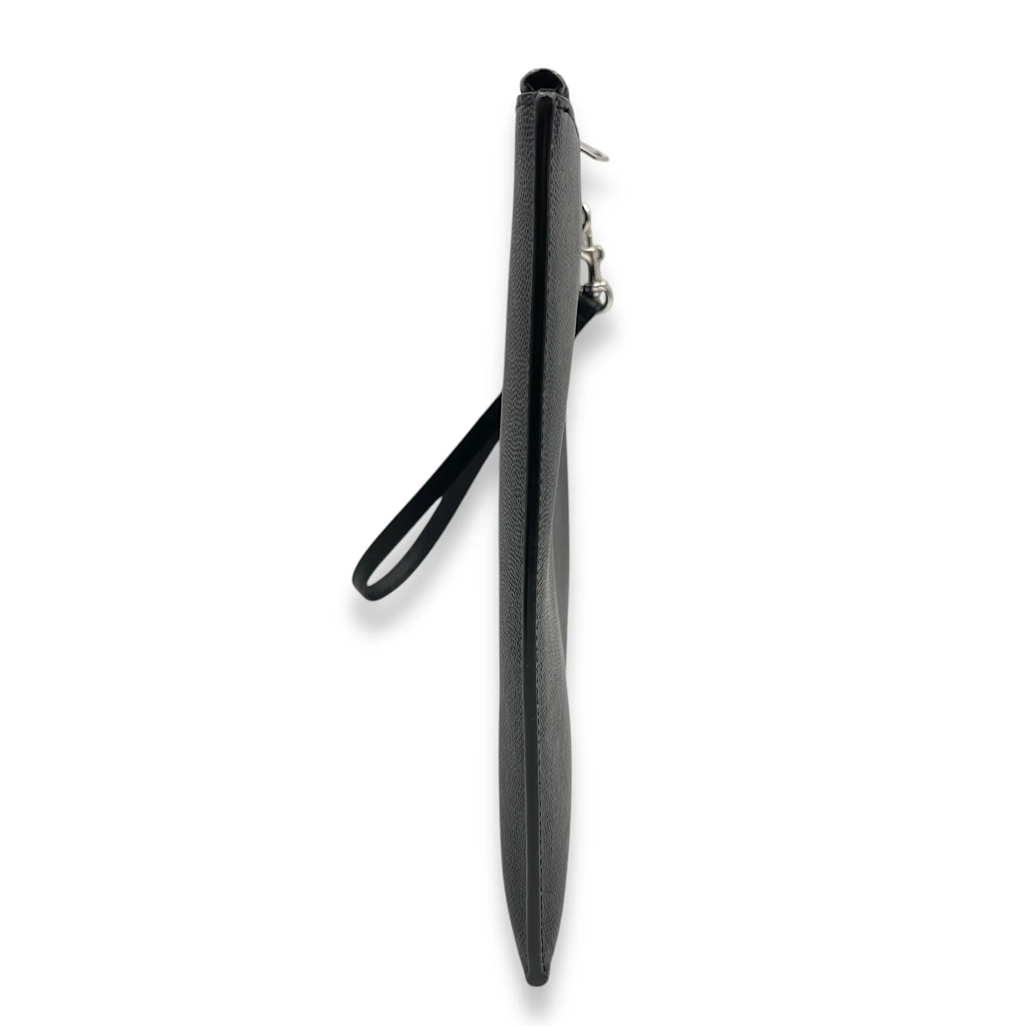 Wristlet Clutch 29x21x1cm Black Clutch in Calfskin, Silver hardware