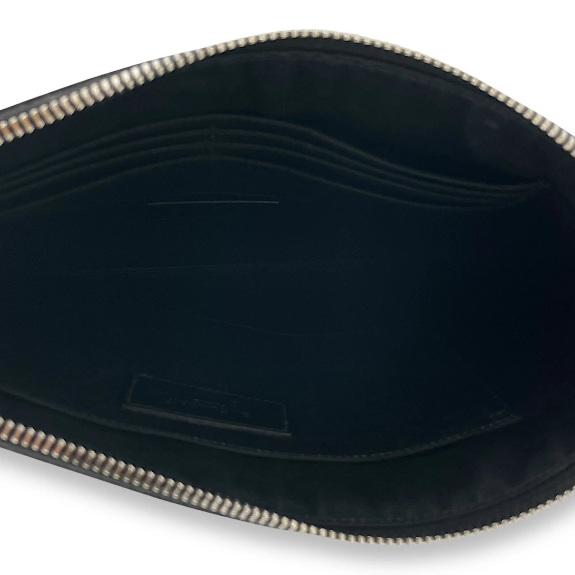 Wristlet Clutch 29x21x1cm Black Clutch in Calfskin, Silver hardware