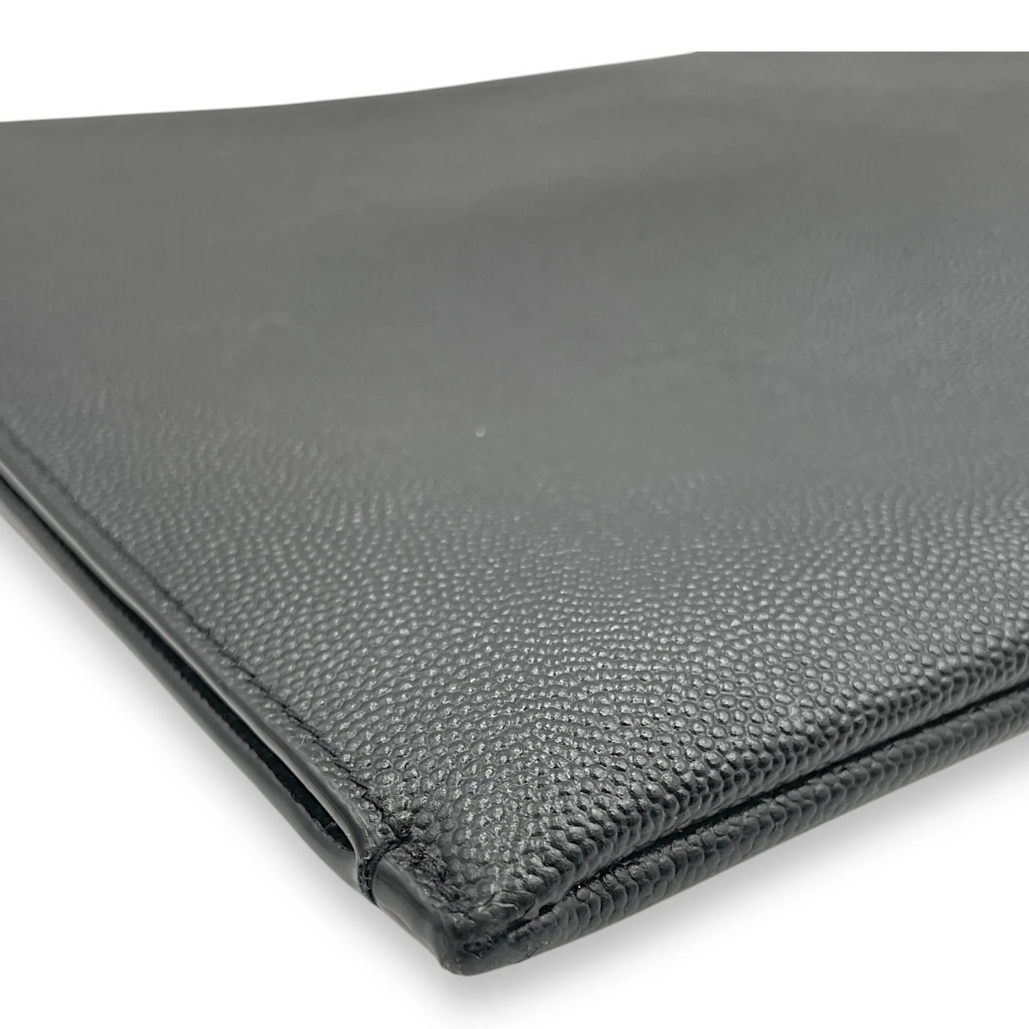 Wristlet Clutch 29x21x1cm Black Clutch in Calfskin, Silver hardware