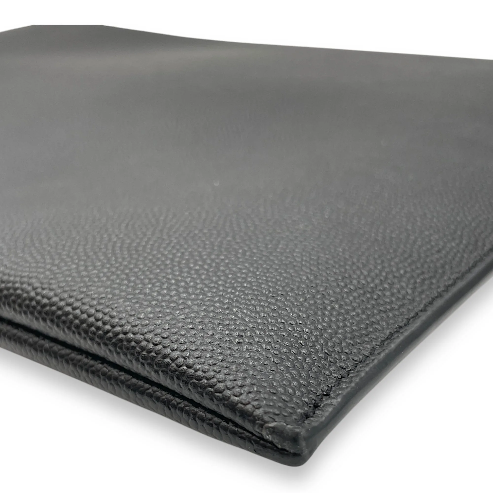 Wristlet Clutch 29x21x1cm Black Clutch in Calfskin, Silver hardware