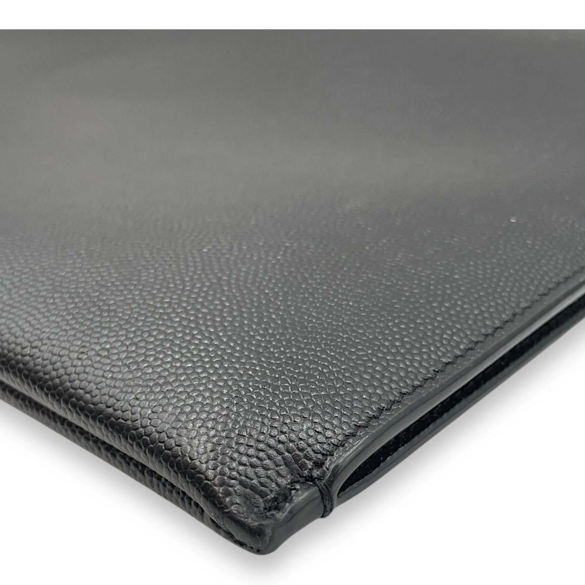 Wristlet Clutch 29x21x1cm Black Clutch in Calfskin, Silver hardware