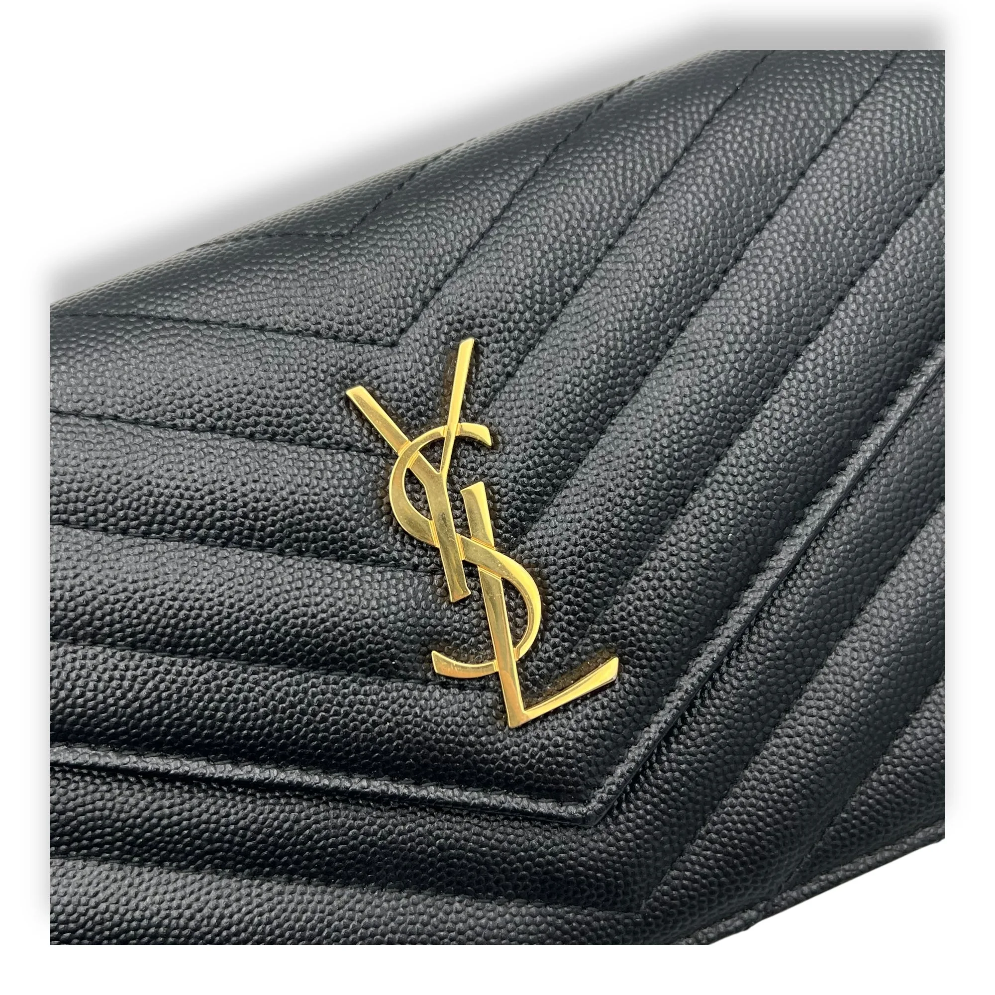 Cassandre Wallet On Chain Black in Calfskin, Gold hardware