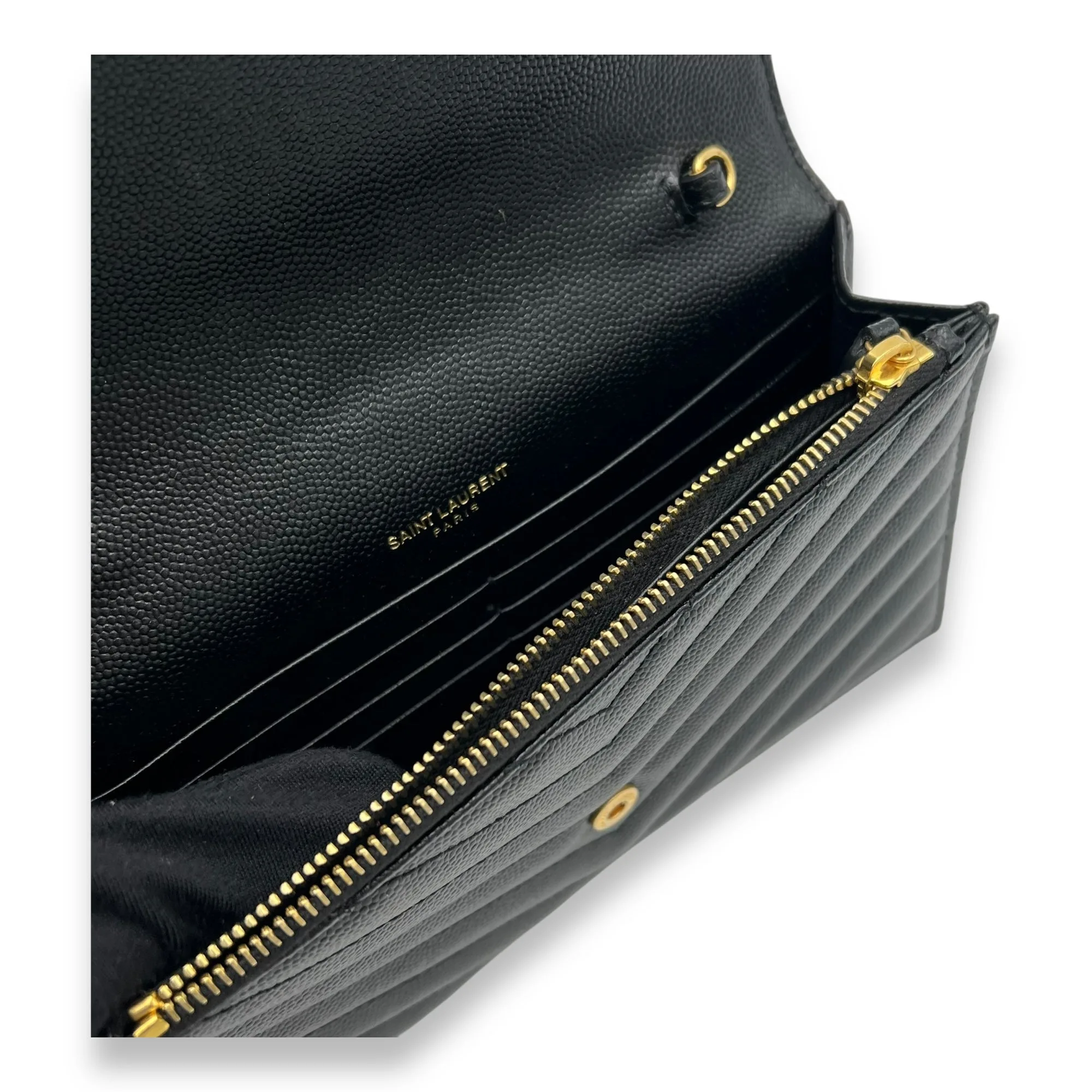 Cassandre Wallet On Chain Black in Calfskin, Gold hardware
